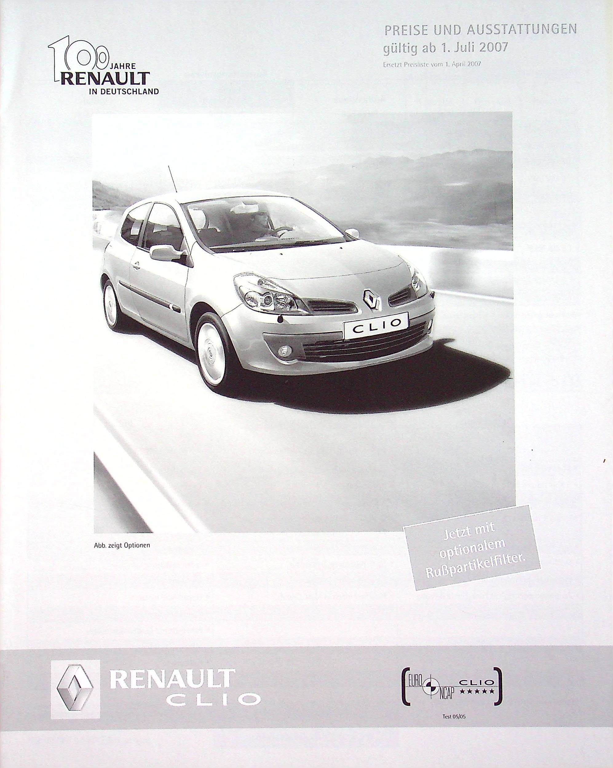 Renault Clio C - Preisliste & Extras - Prospekt 07/2007