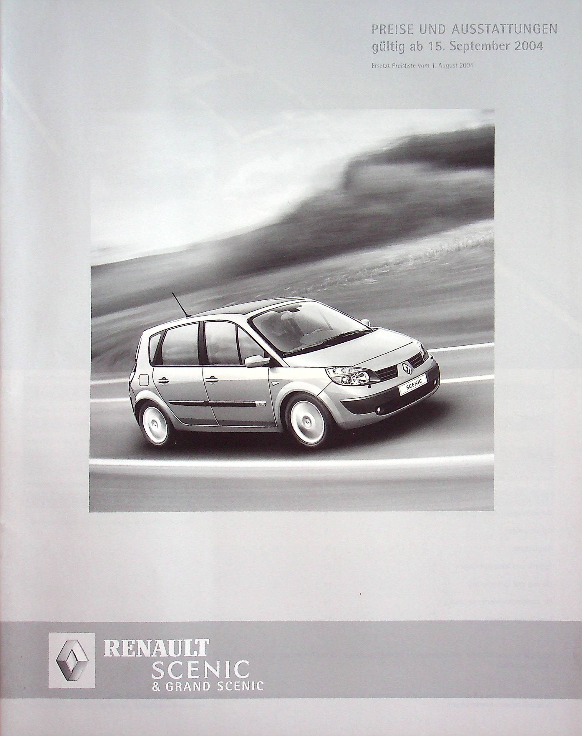 Renault Scenic + Grand - Preisliste & Extras - Prospekt 09/2004