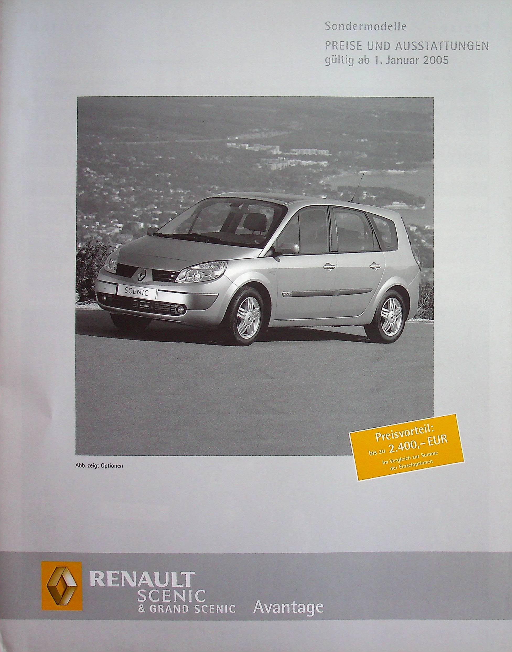 Renault Scenic Avantage - Preisliste & Extras - Prospekt 01/2005