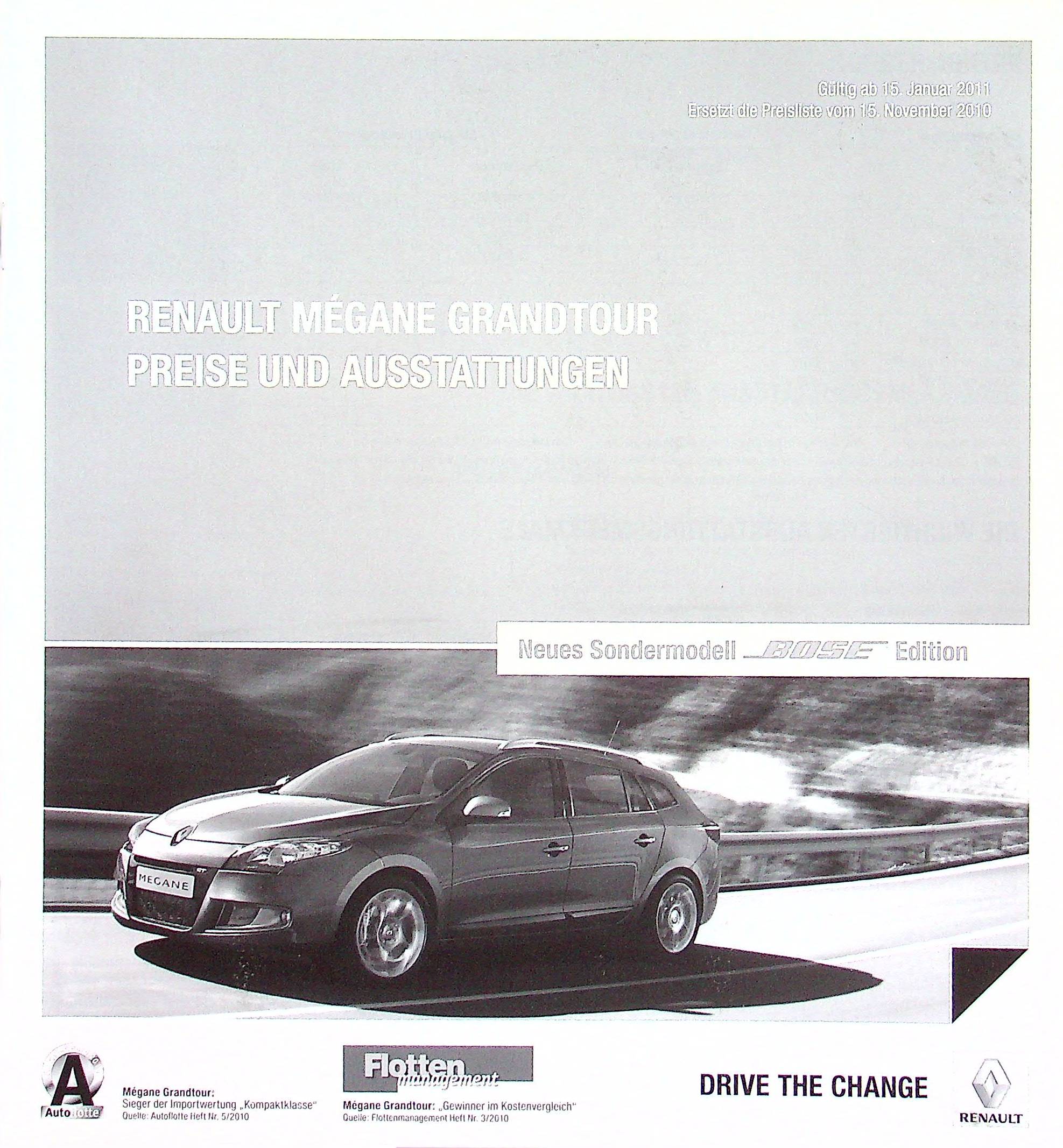 Renault Megane Grandtour - Preisliste & Extras - Prospekt 01/2011