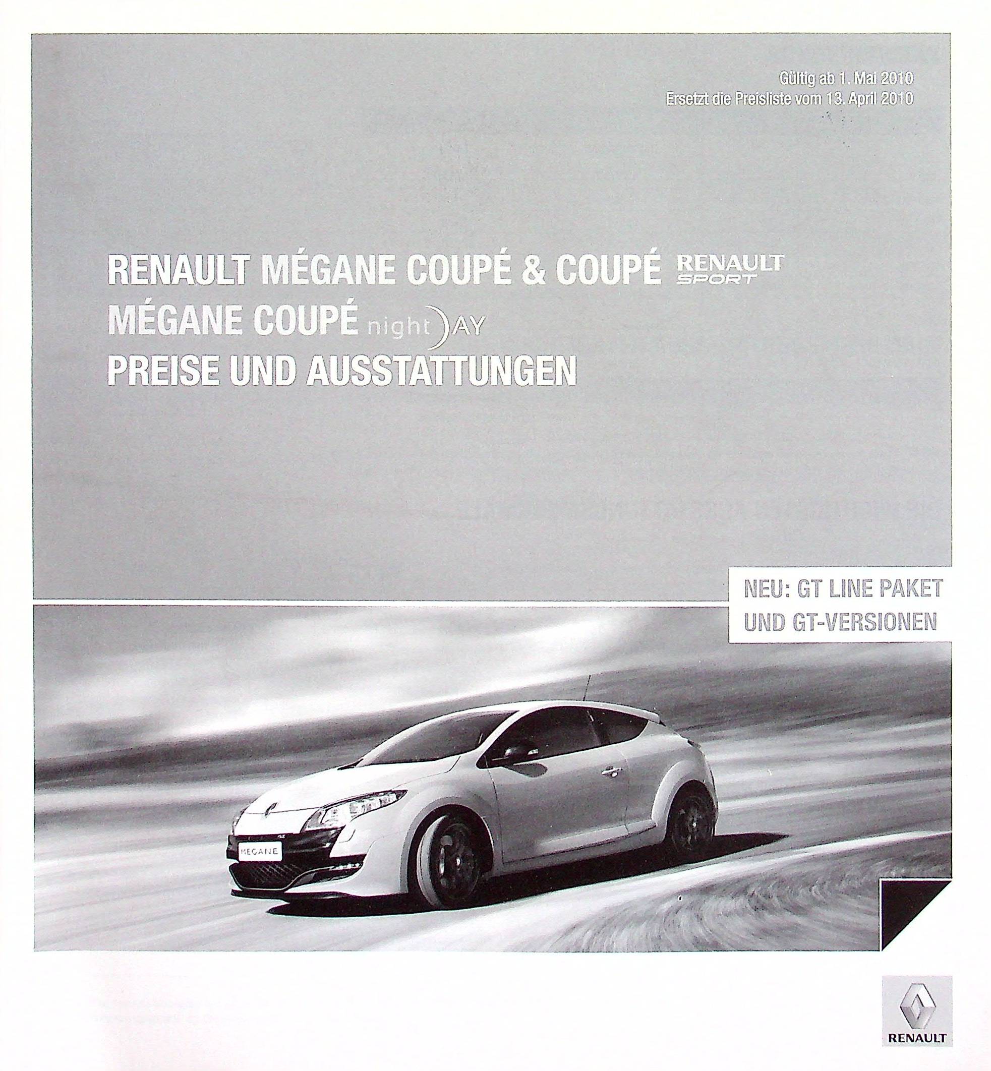 Renault Megane Coupe + RS Preise & Extras Prospekt 05/2010