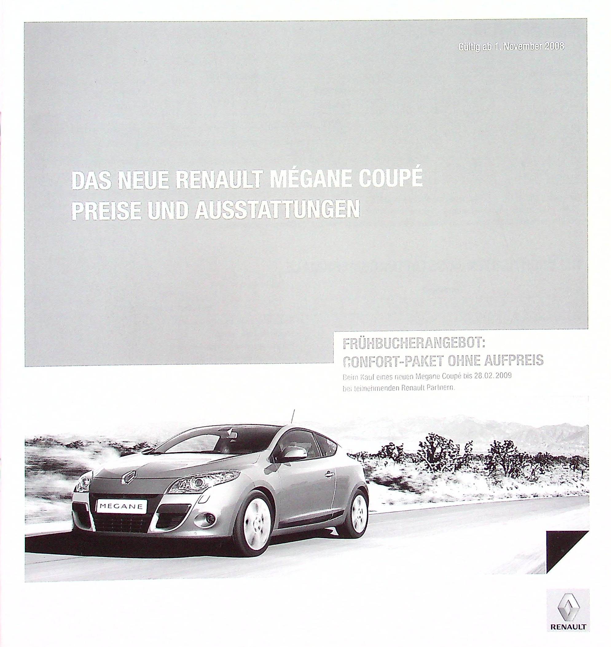 Renault Megane Coupe - Preisliste & Extras - Prospekt 11/2008