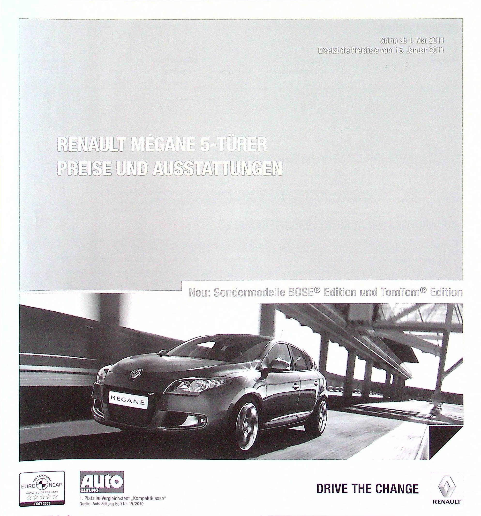 Renault Megane - Preisliste & Extras - Prospekt 05/2011
