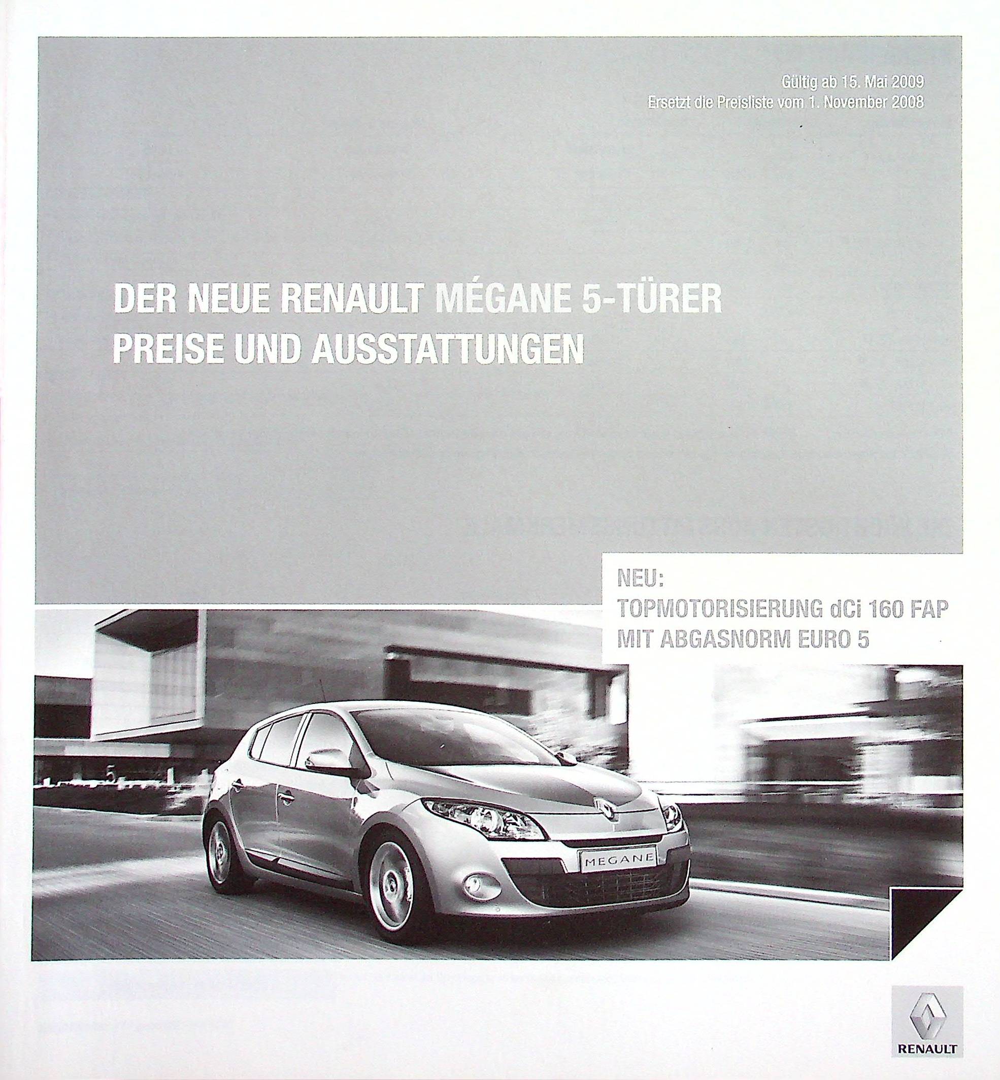 Renault Megane - Preisliste & Extras - Prospekt 05/2009