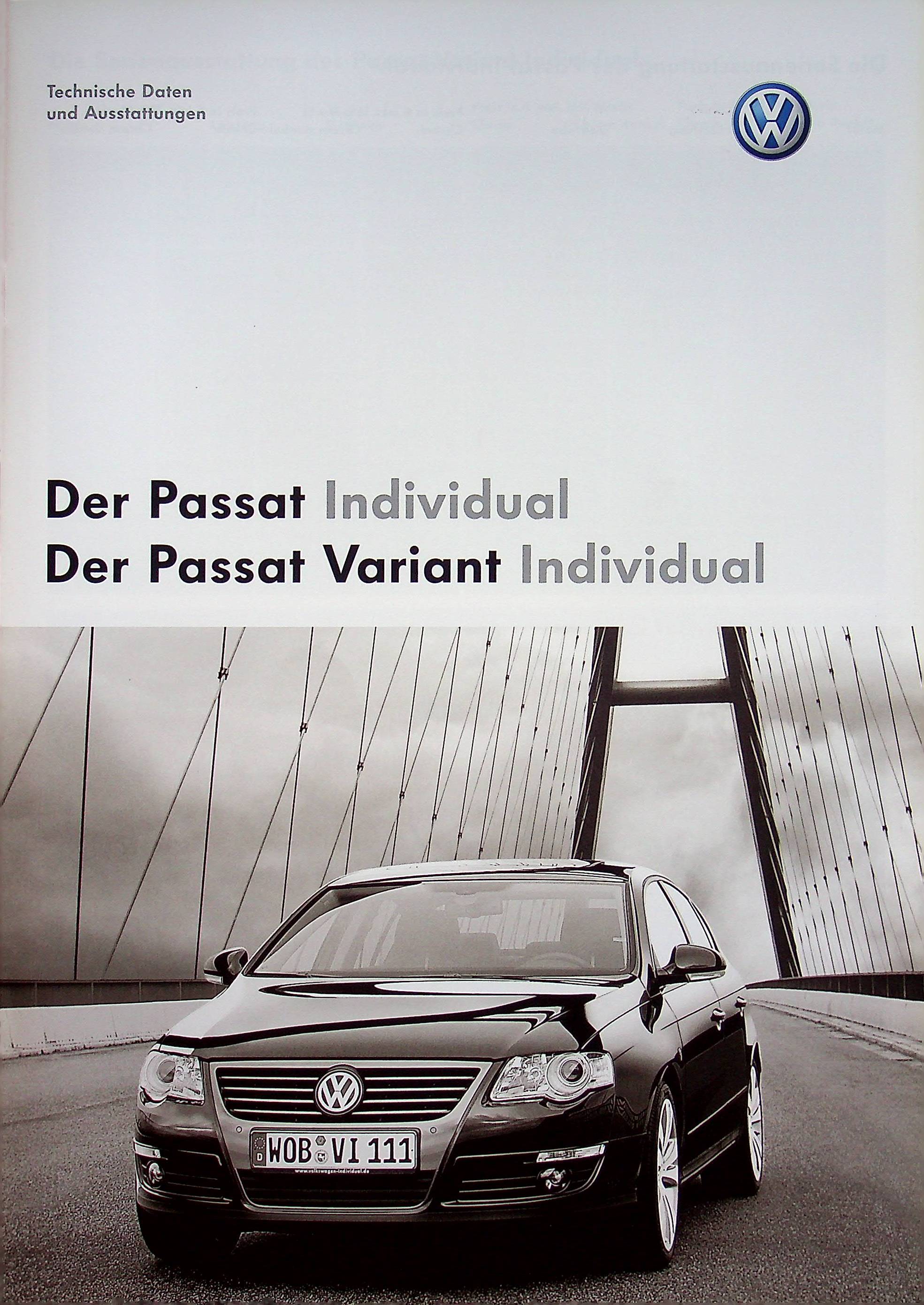 VW Passat B6 + Variant Individual tech. Daten Prospekt 11/2006