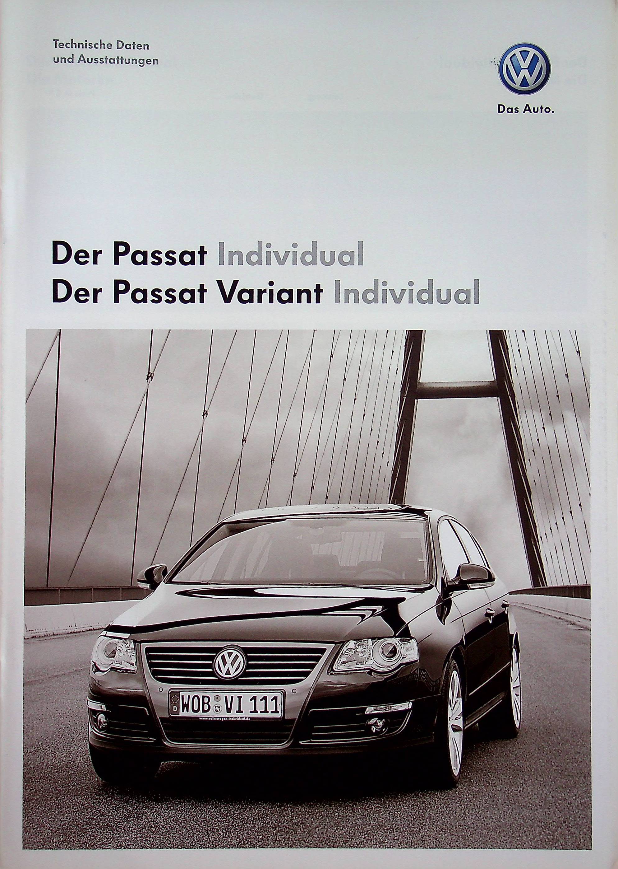 VW Passat B6 + Variant Individual tech. Daten Prospekt 05/2008