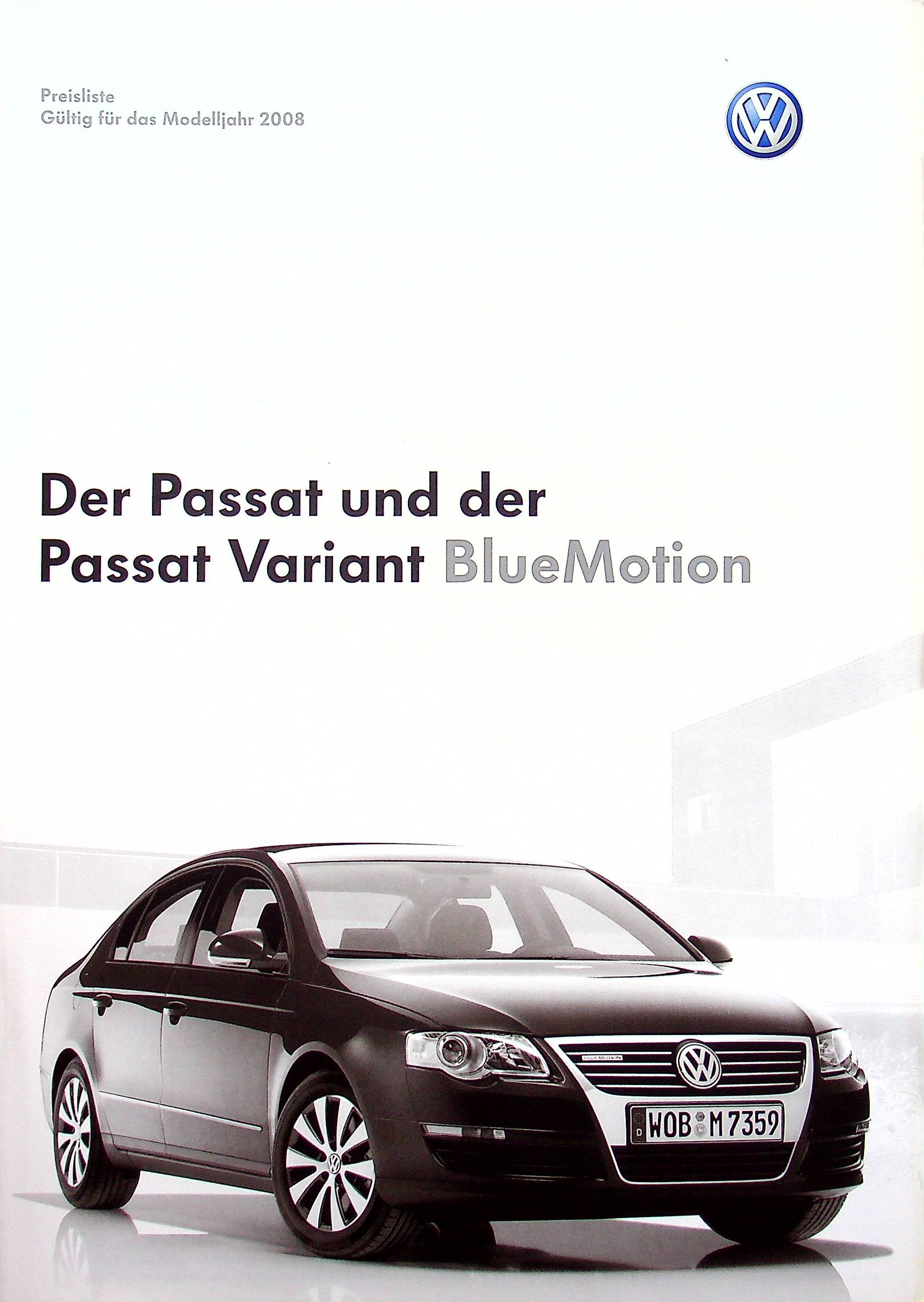 VW Passat B6 + Variant BlueMotion Preisliste Prospekt 05/2007