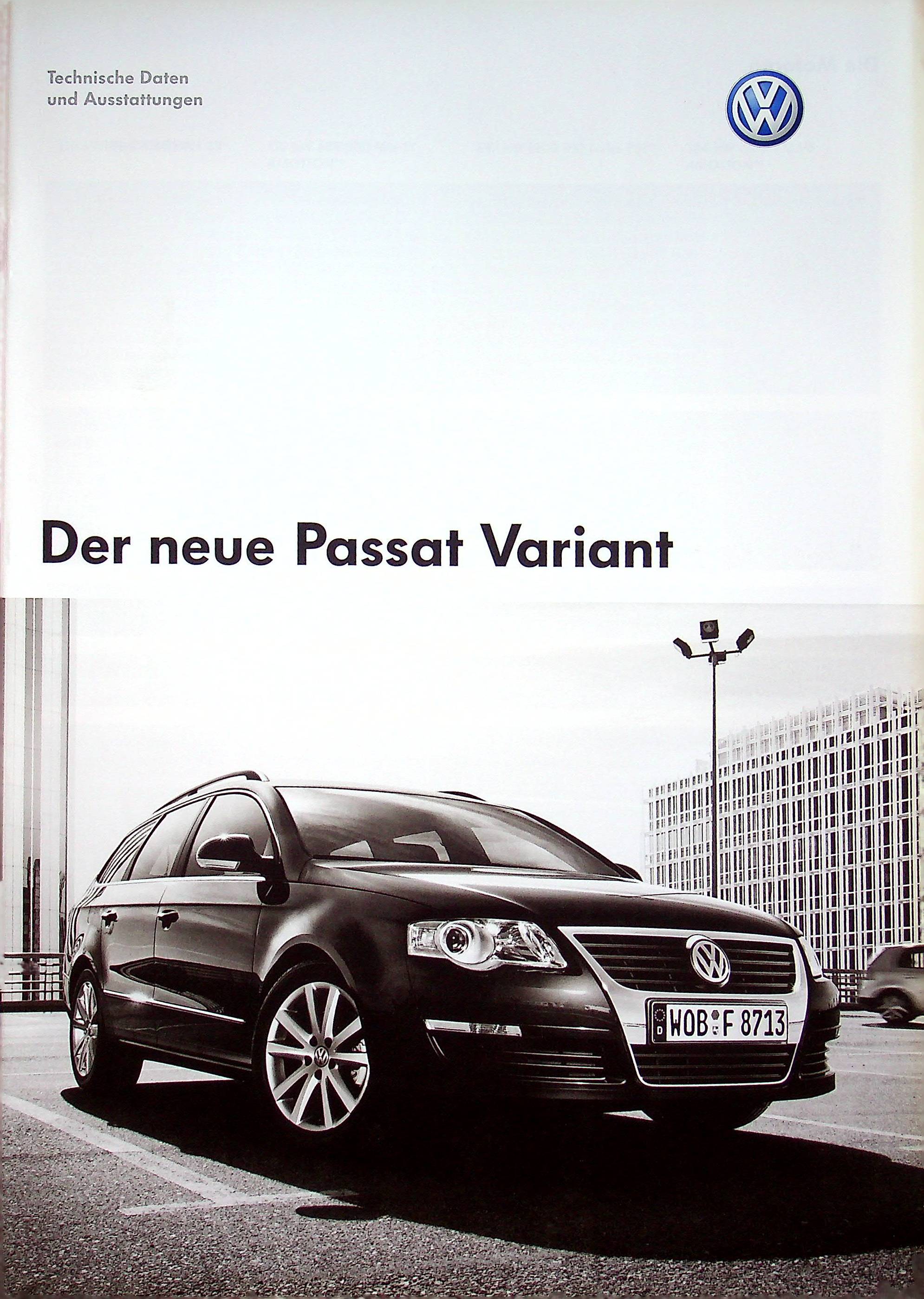 VW Passat B6 Variant - tech. Daten & Ausstattungen - Prospekt 10/2005