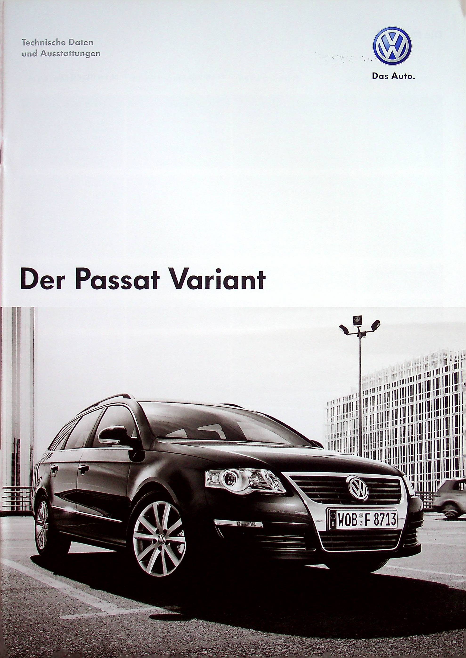 VW Passat B6 Variant - tech. Daten & Ausstattungen - Prospekt 10/2007