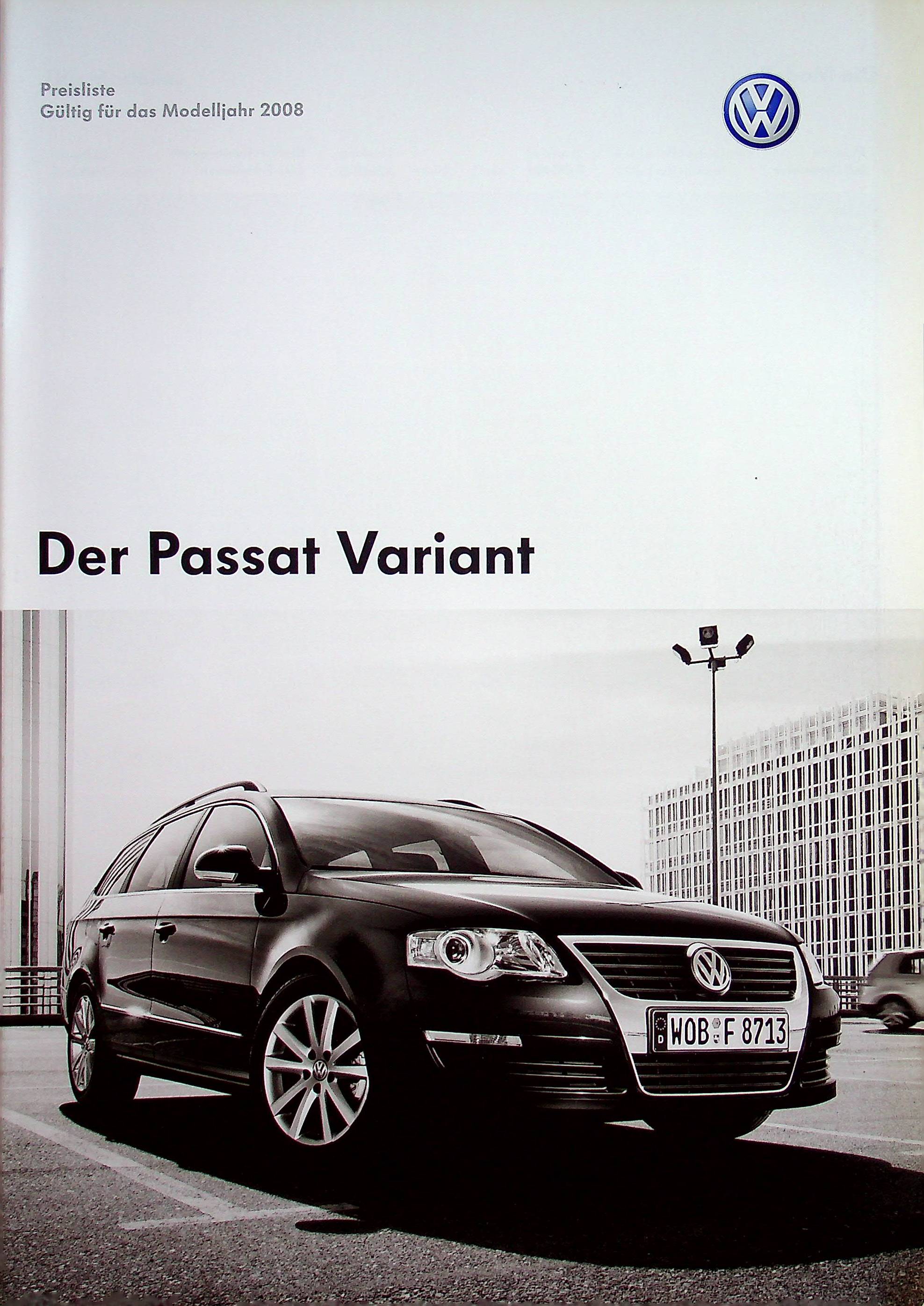 VW Passat B6 Variant - Preisliste & Extras - Prospekt 10/2007