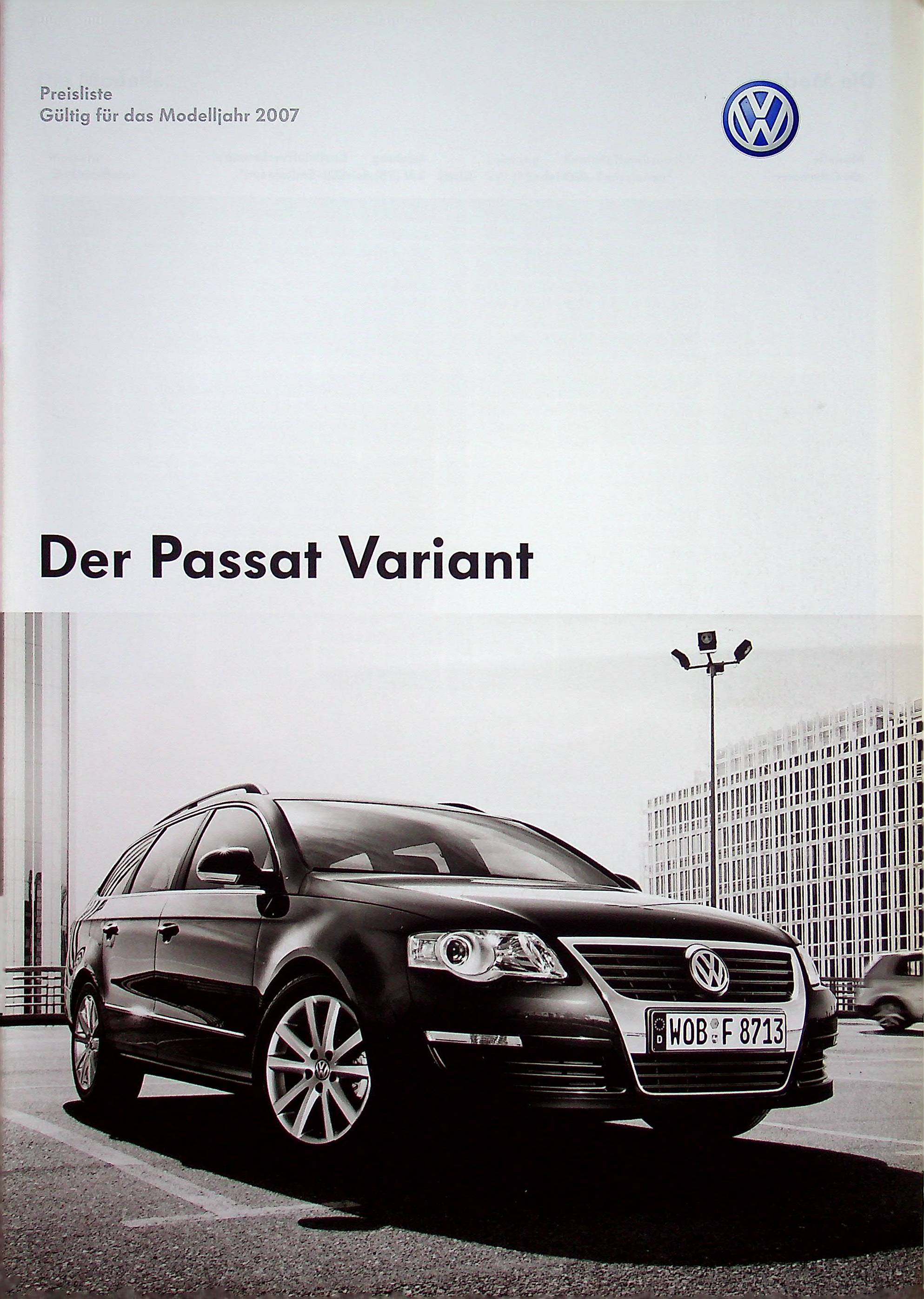 VW Passat B6 Variant - Preisliste & Extras - Prospekt 06/2006