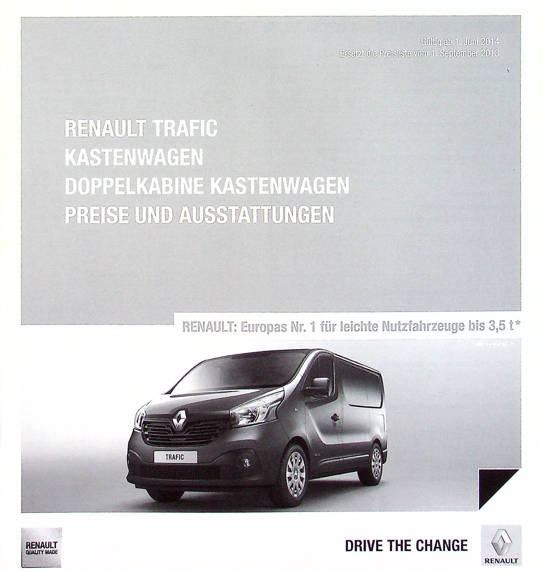 Renault Trafic - Preisliste & Extras - Prospekt 06/2014