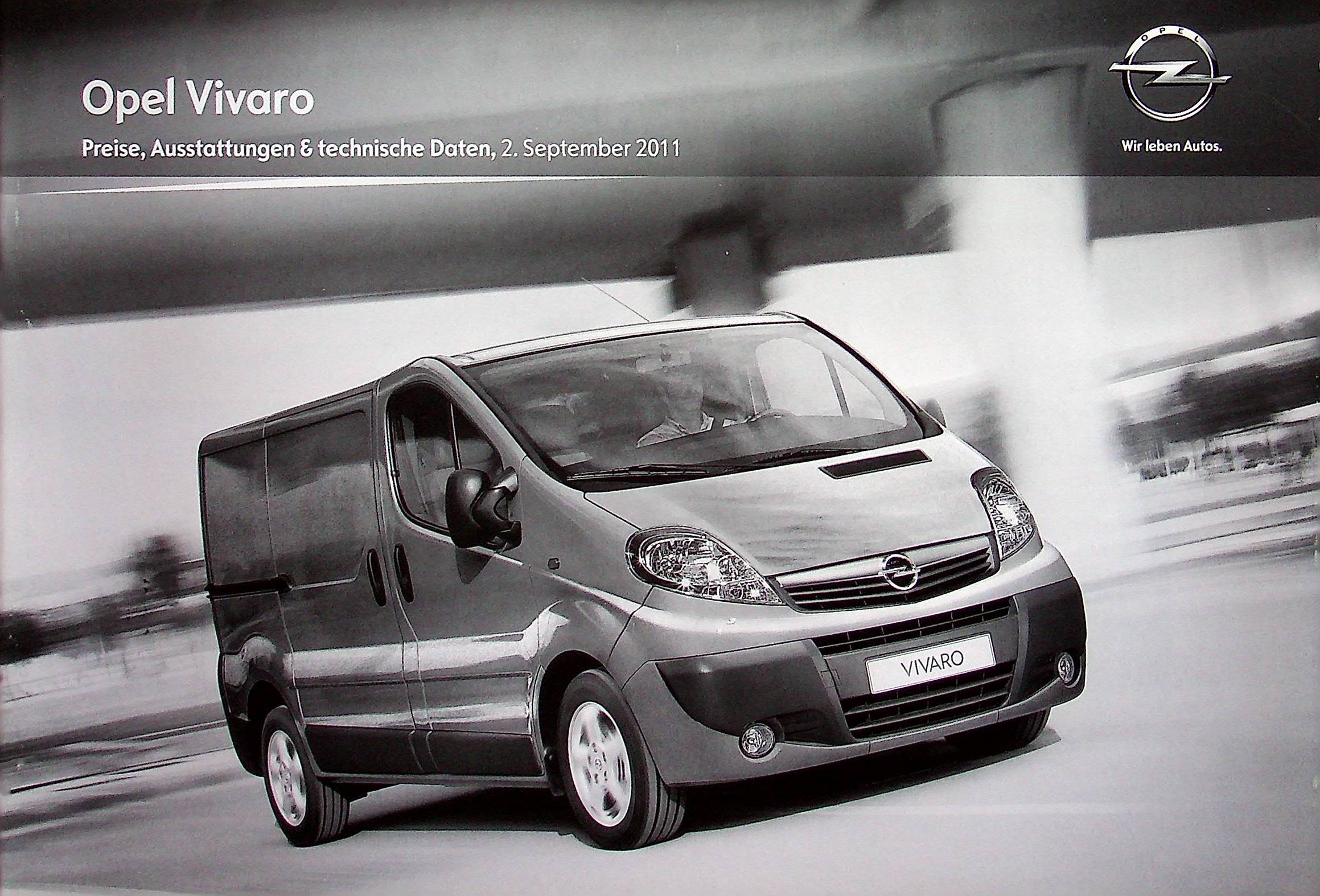 Opel Vivaro - Preisliste & Extras - Prospekt 09/2011