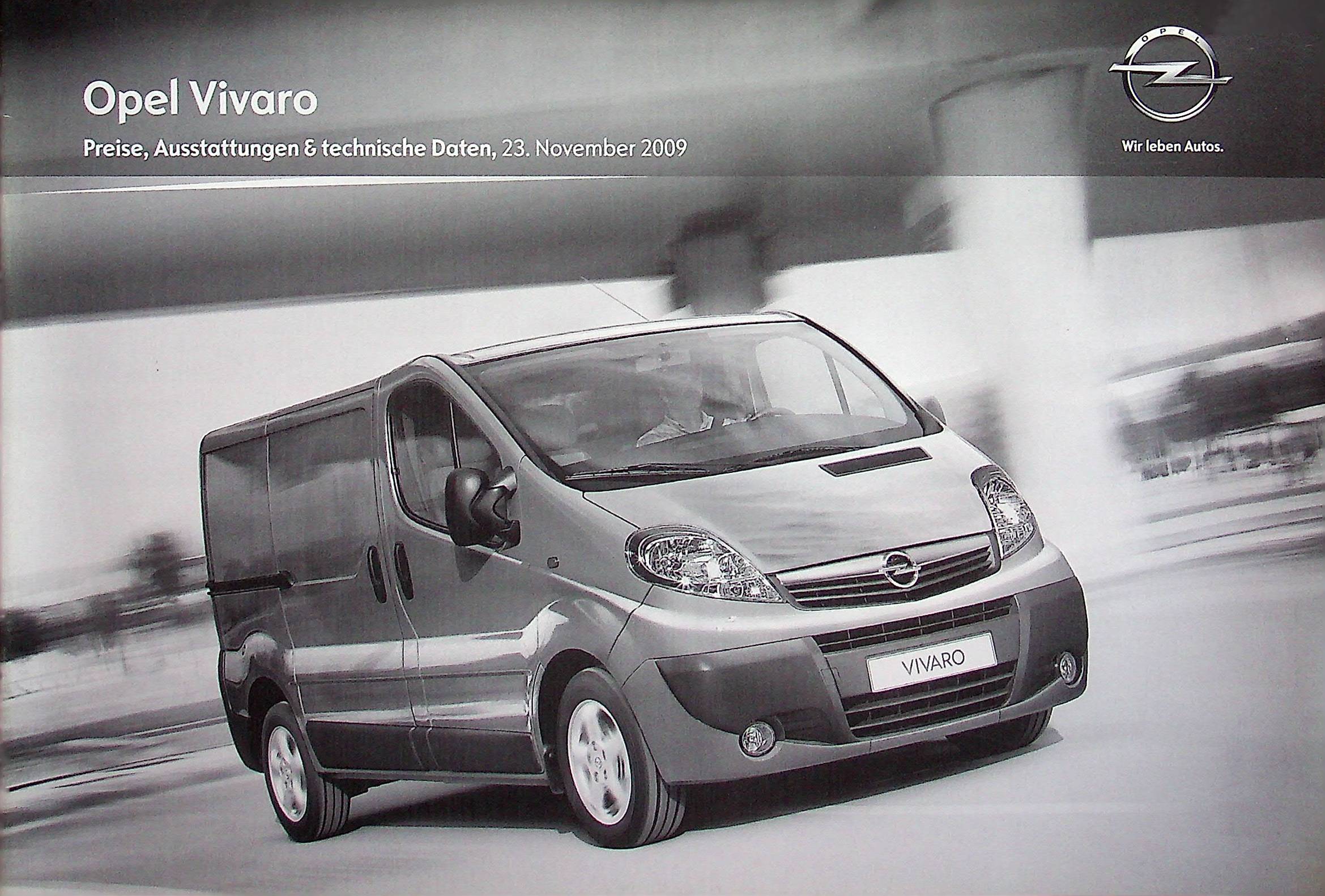 Opel Vivaro - Preisliste & Extras - Prospekt 11/2009