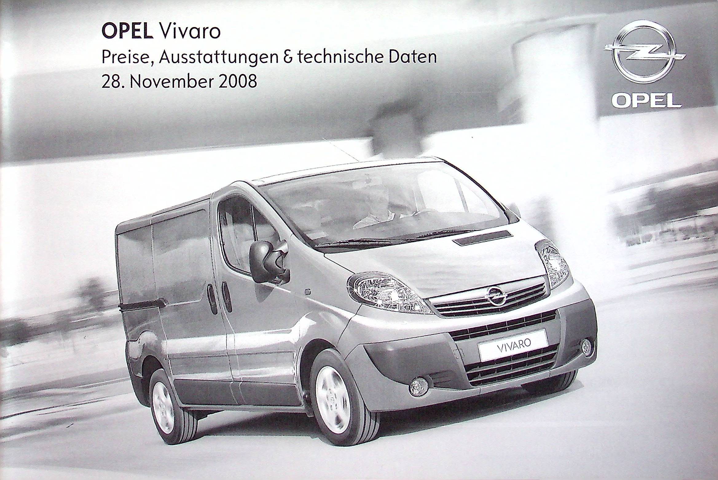 Opel Vivaro - Preisliste & Extras - Prospekt 11/2008