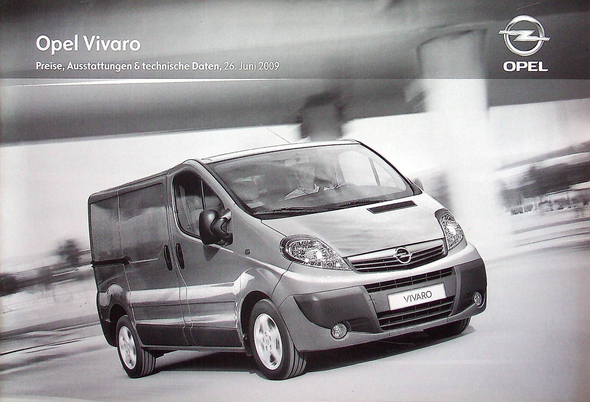 Opel Vivaro - Preisliste & Extras - Prospekt 06/2009