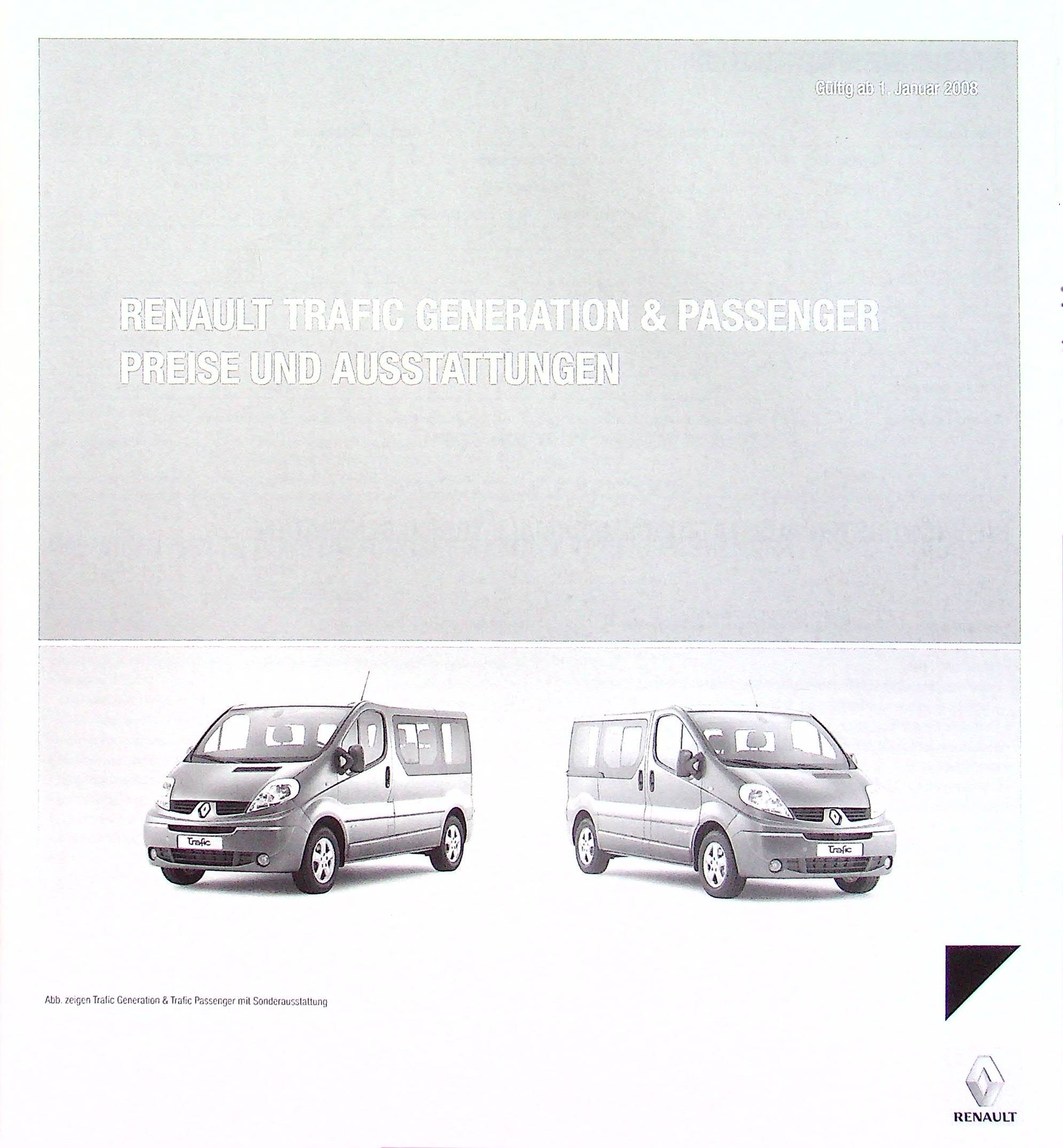 Renault Trafic Combi - Preisliste & Extras - Prospekt 01/2008