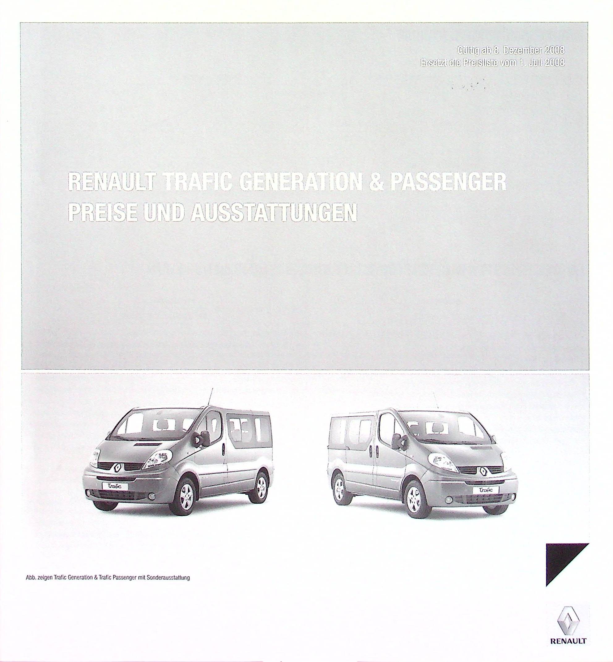 Renault Trafic Combi - Preisliste & Extras - Prospekt 12/2008
