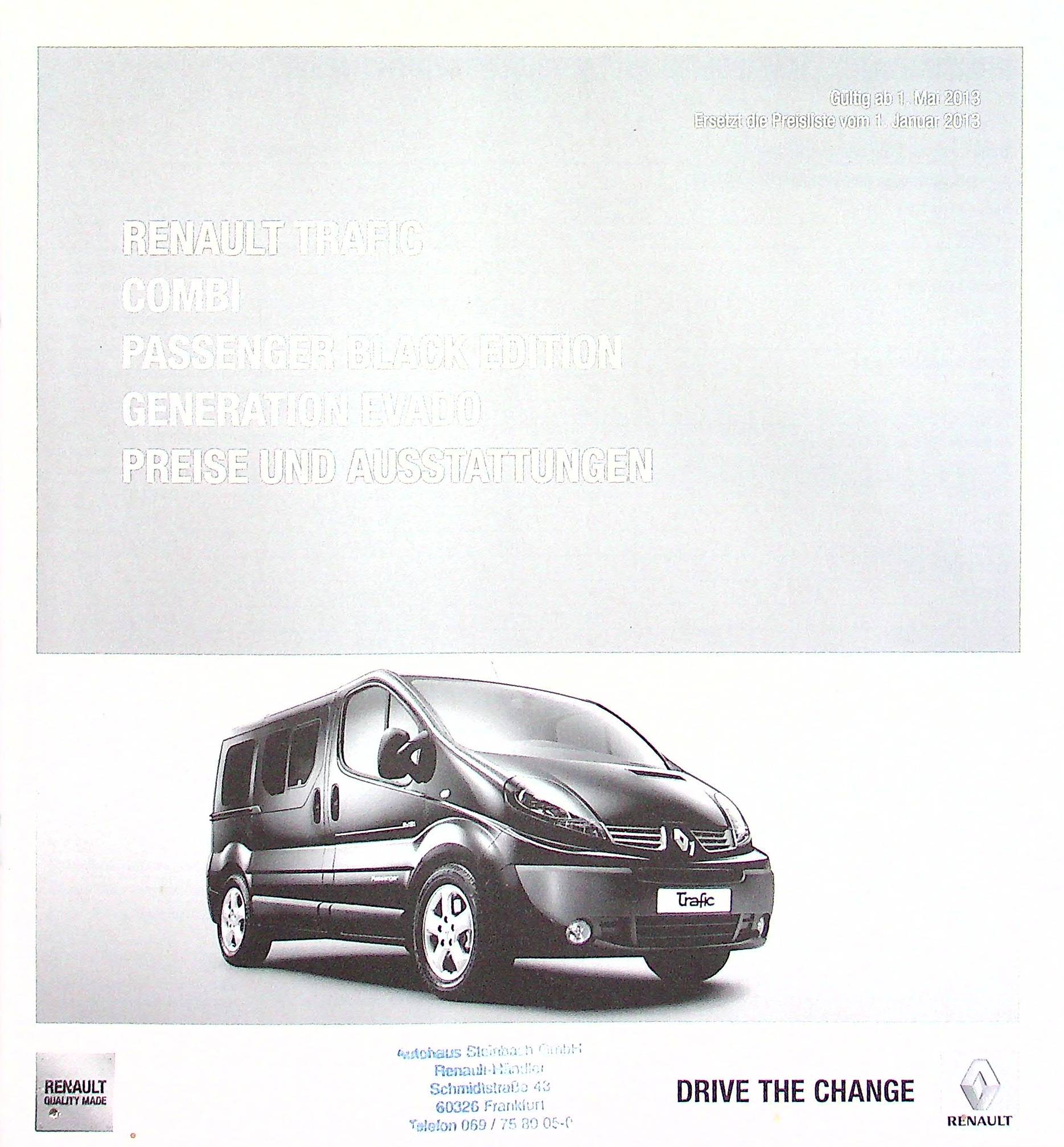 Renault Trafic Combi - Preisliste & Extras - Prospekt 05/2013