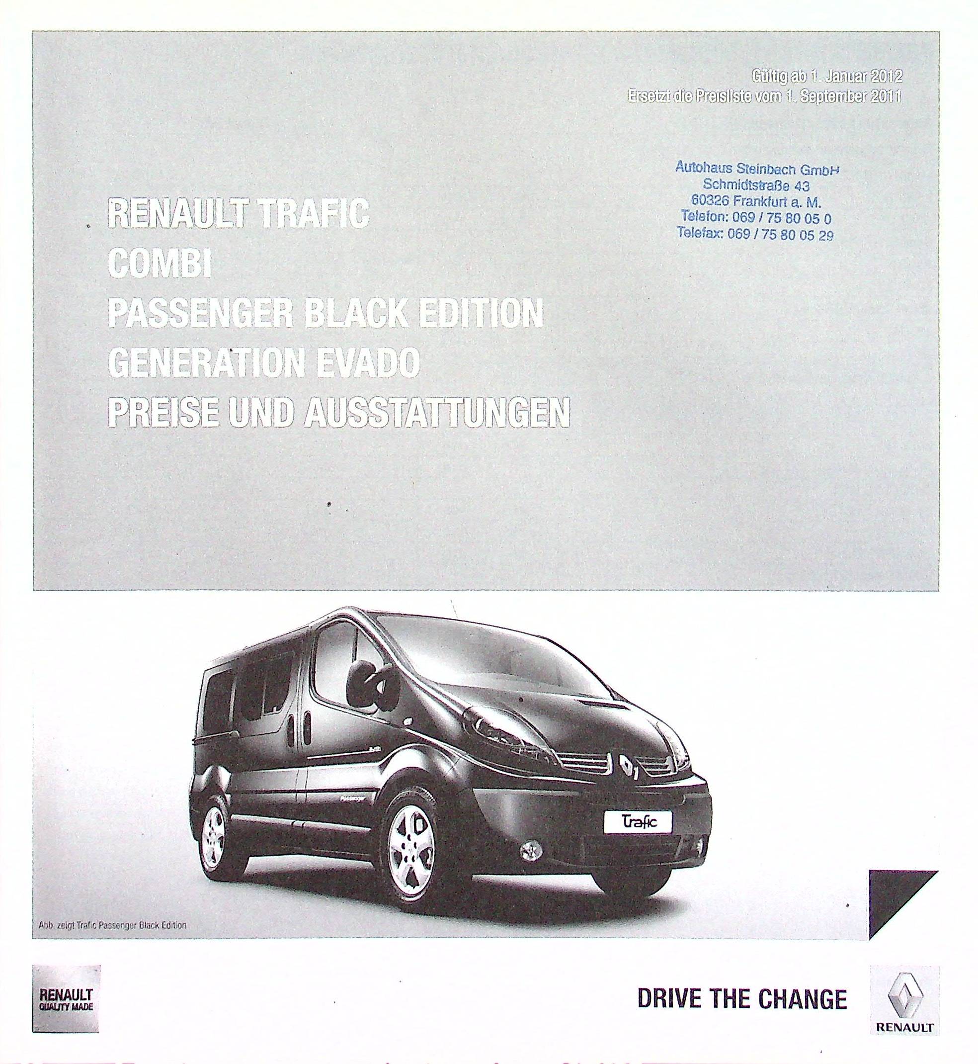 Renault Trafic Combi - Preisliste & Extras - Prospekt 01/2012