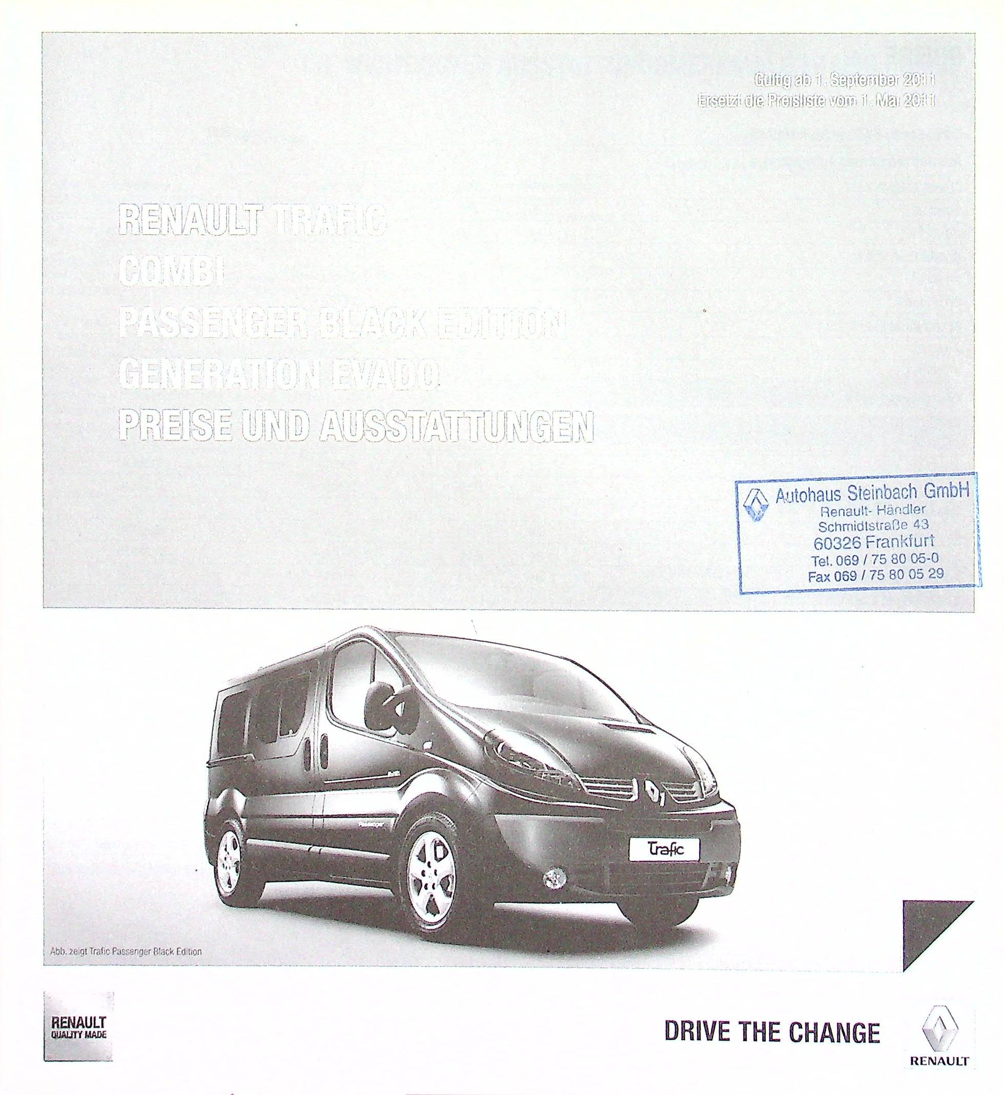 Renault Trafic Combi - Preisliste & Extras - Prospekt 09/2011