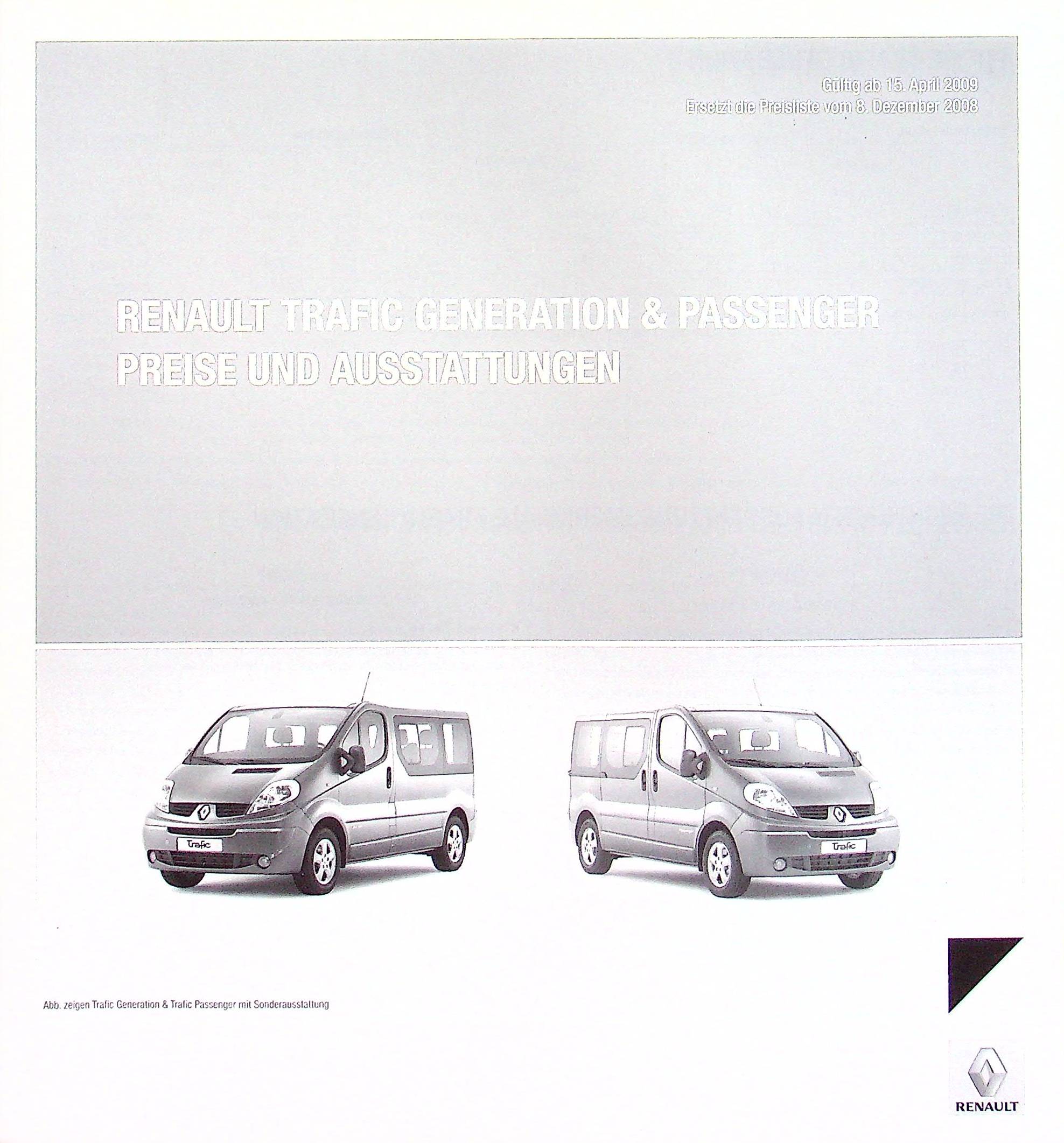 Renault Trafic Combi - Preisliste & Extras - Prospekt 04/2009