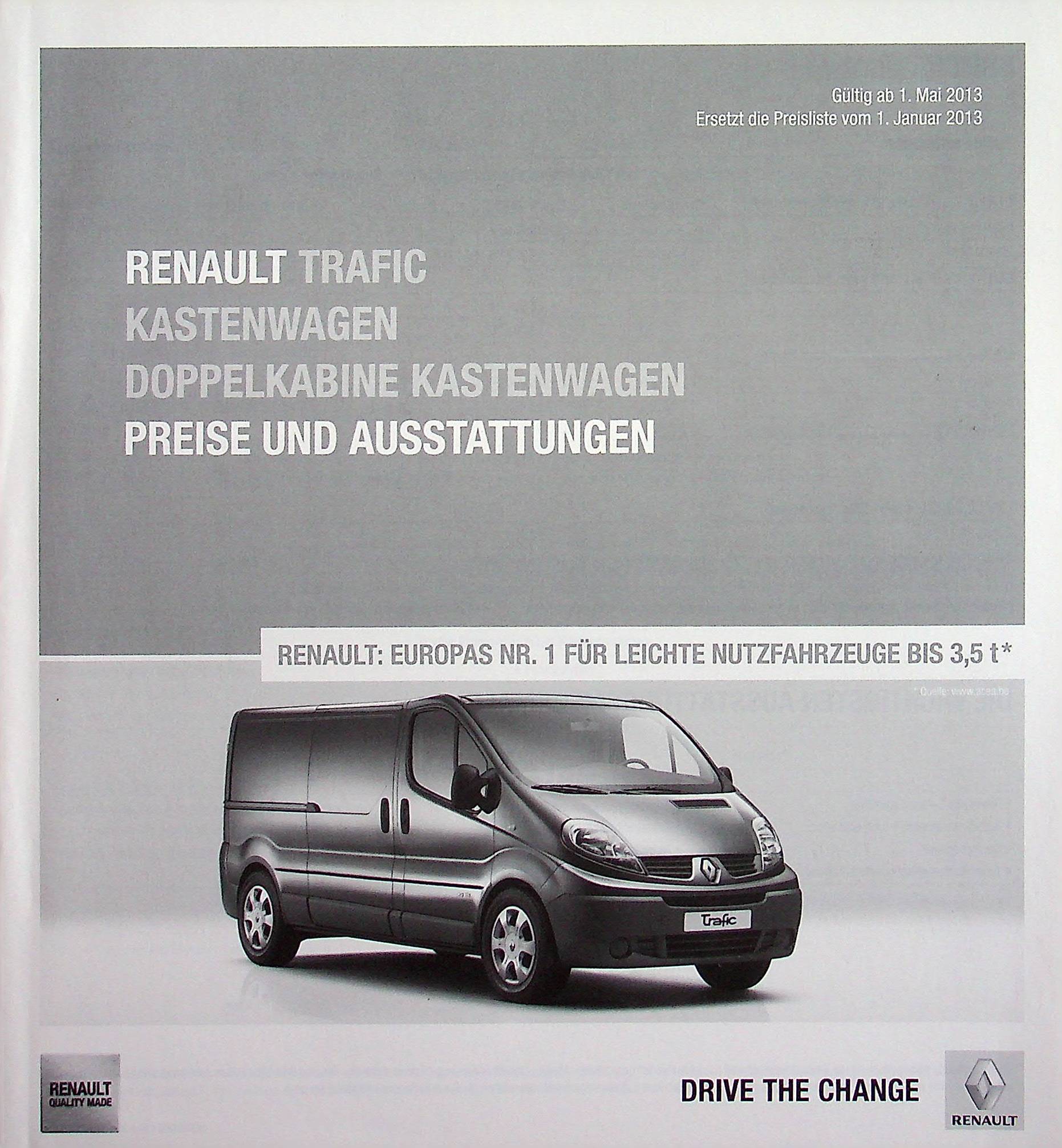 Renault Trafic Kasten - Preisliste & Extras - Prospekt 05/2013