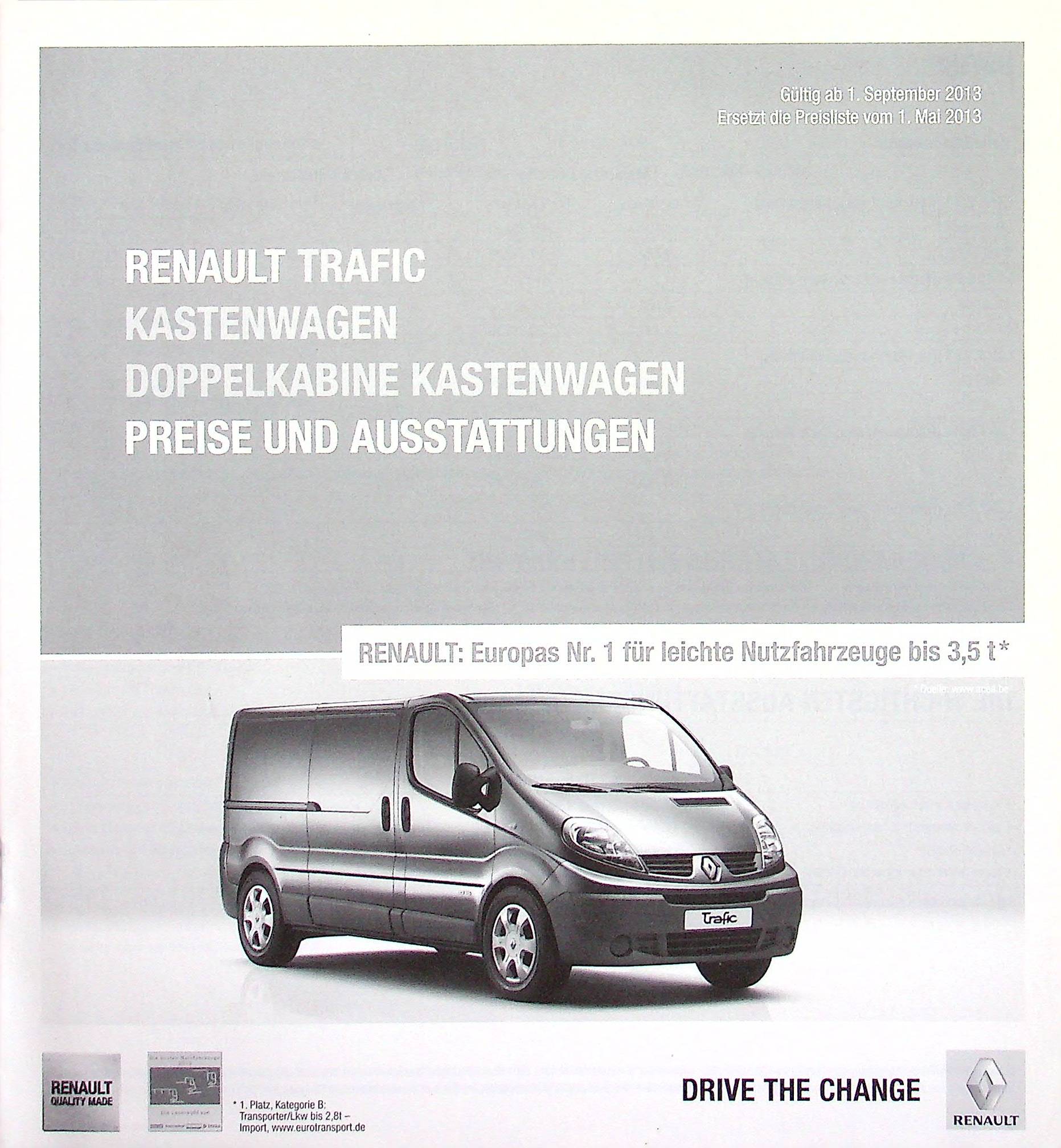 Renault Trafic Kasten - Preisliste & Extras - Prospekt 09/2013