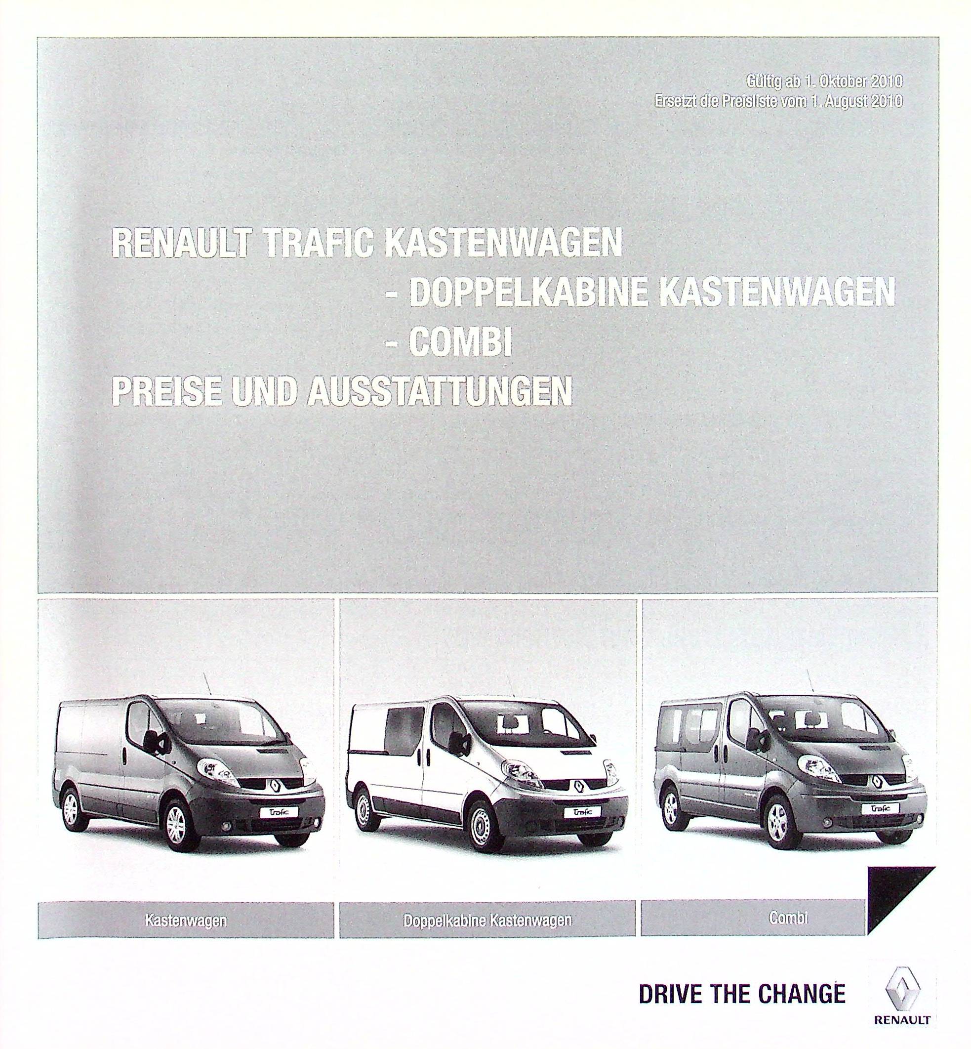 Renault Trafic Kasten - Preisliste & Extras - Prospekt 10/2010
