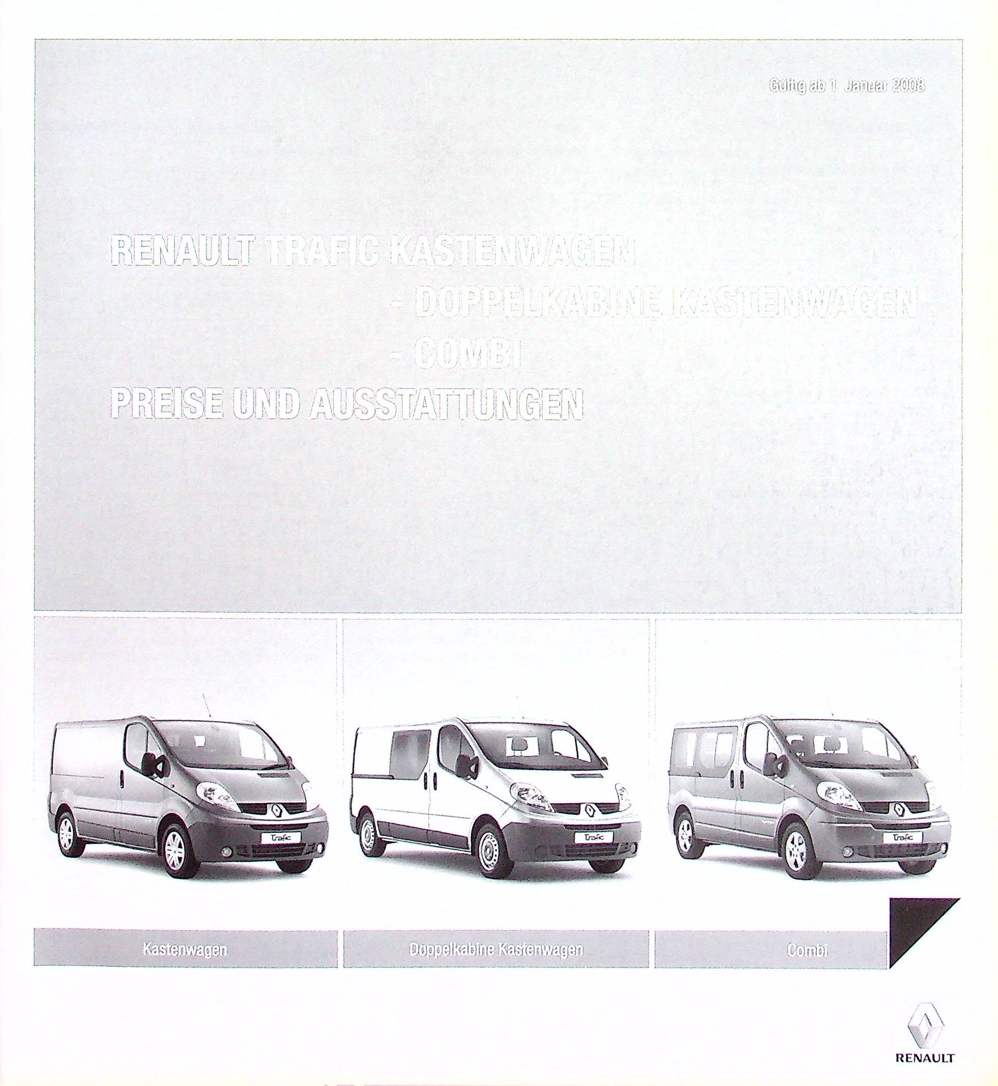 Renault Trafic Kasten - Preisliste & Extras - Prospekt 01/2008
