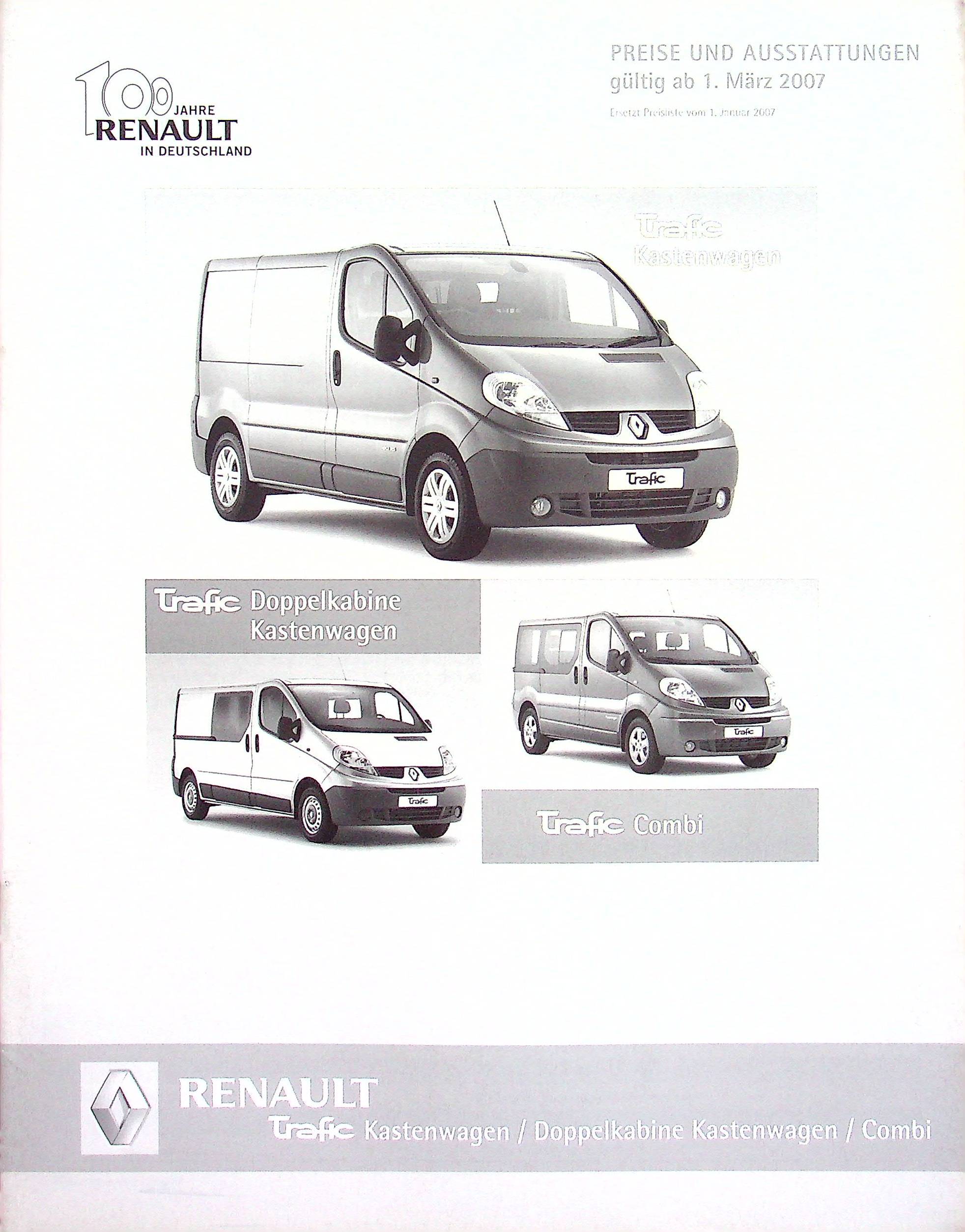 Renault Trafic Kasten - Preisliste & Extras - Prospekt 03/2007