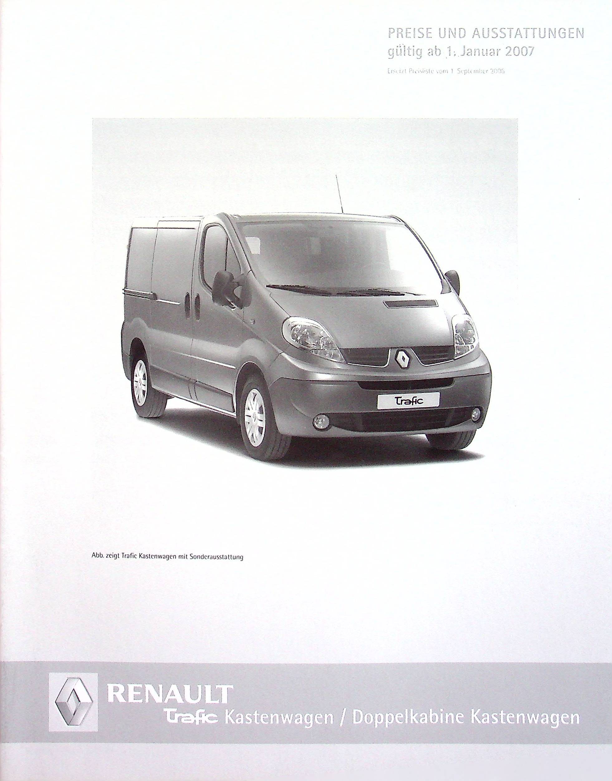 Renault Trafic Kasten - Preisliste & Extras - Prospekt 01/2007