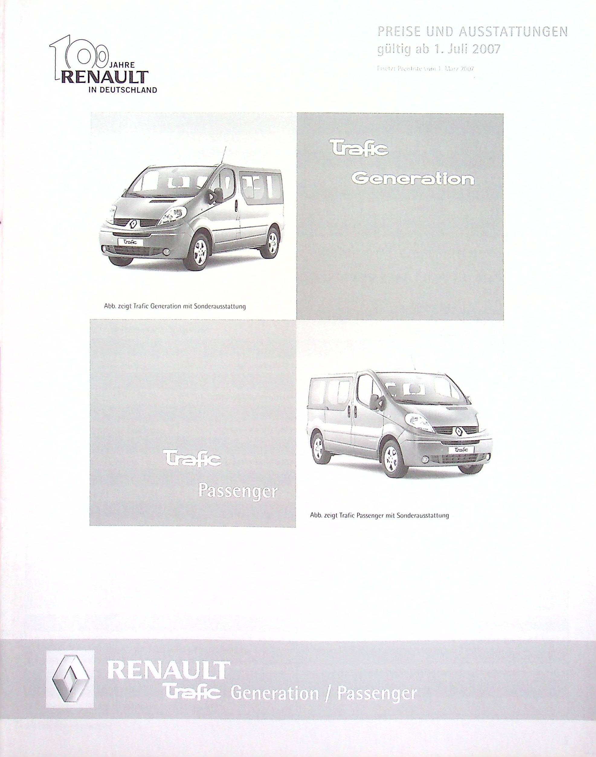 Renault Trafic Combi - Preisliste & Extras - Prospekt 07/2007