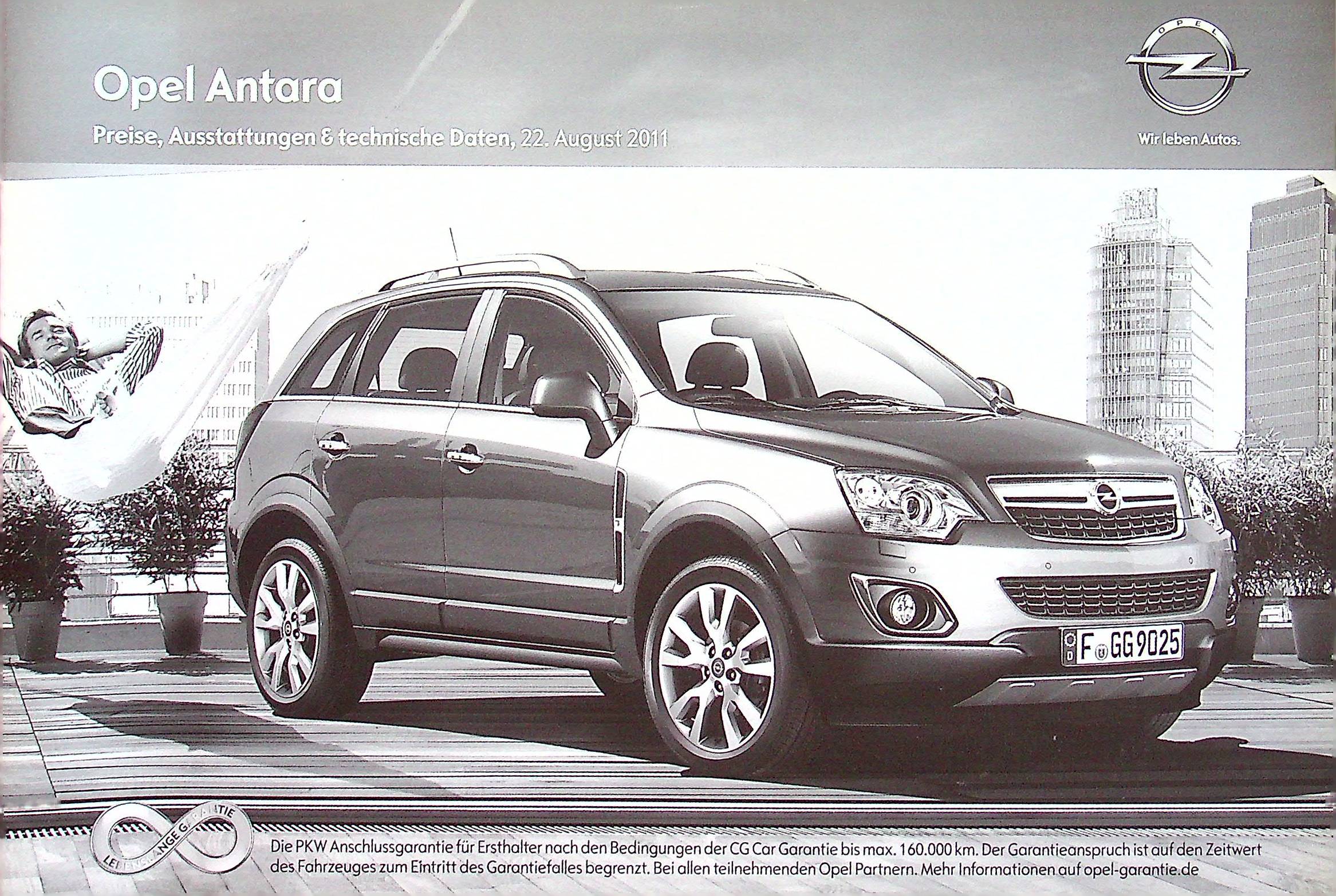 Opel Antara - Preisliste & Extras - Prospekt 08/2011
