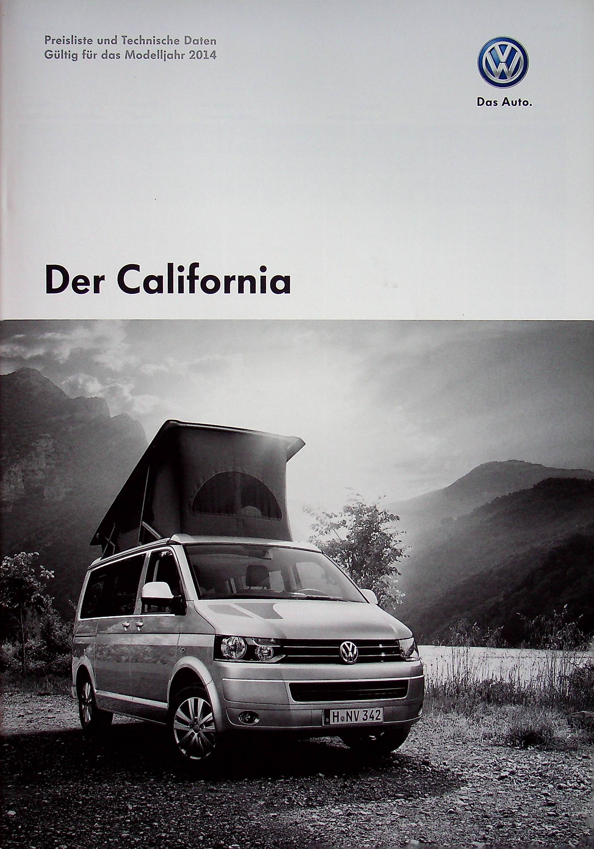 VW Bus T5 California - Preisliste & Extras - Prospekt 01/2014