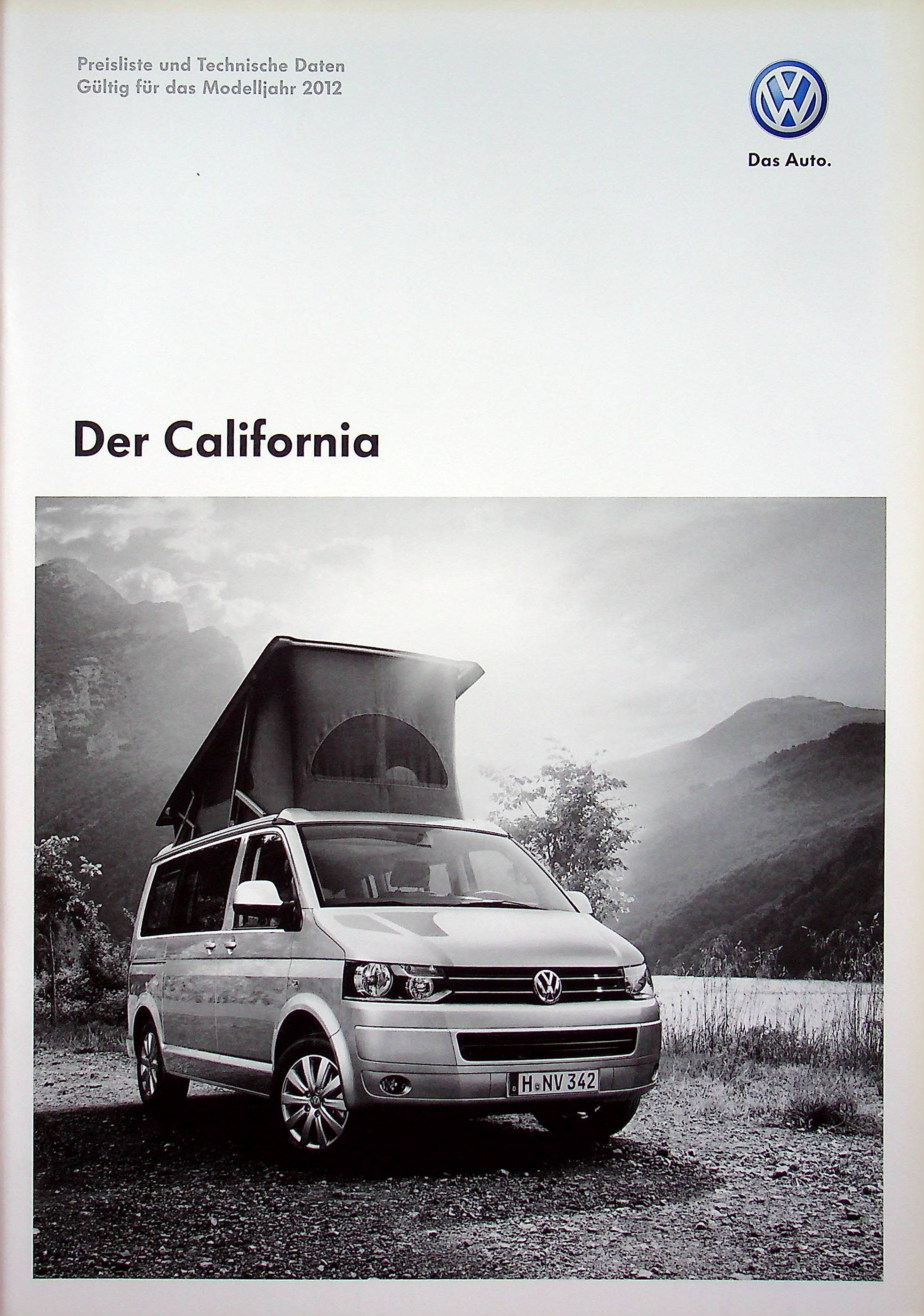 VW Bus T5 California - Preisliste & Extras - Prospekt 11/2011