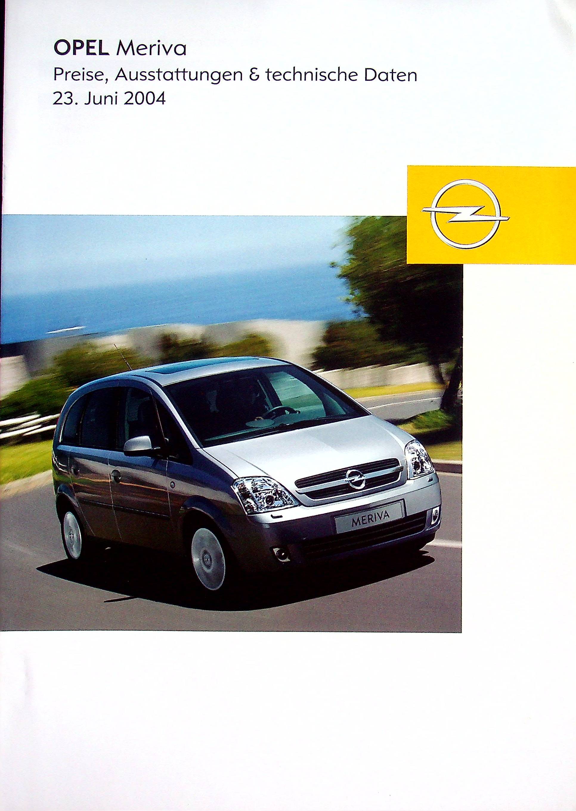 Opel Meriva - Preisliste & Extras - Prospekt 06/2004