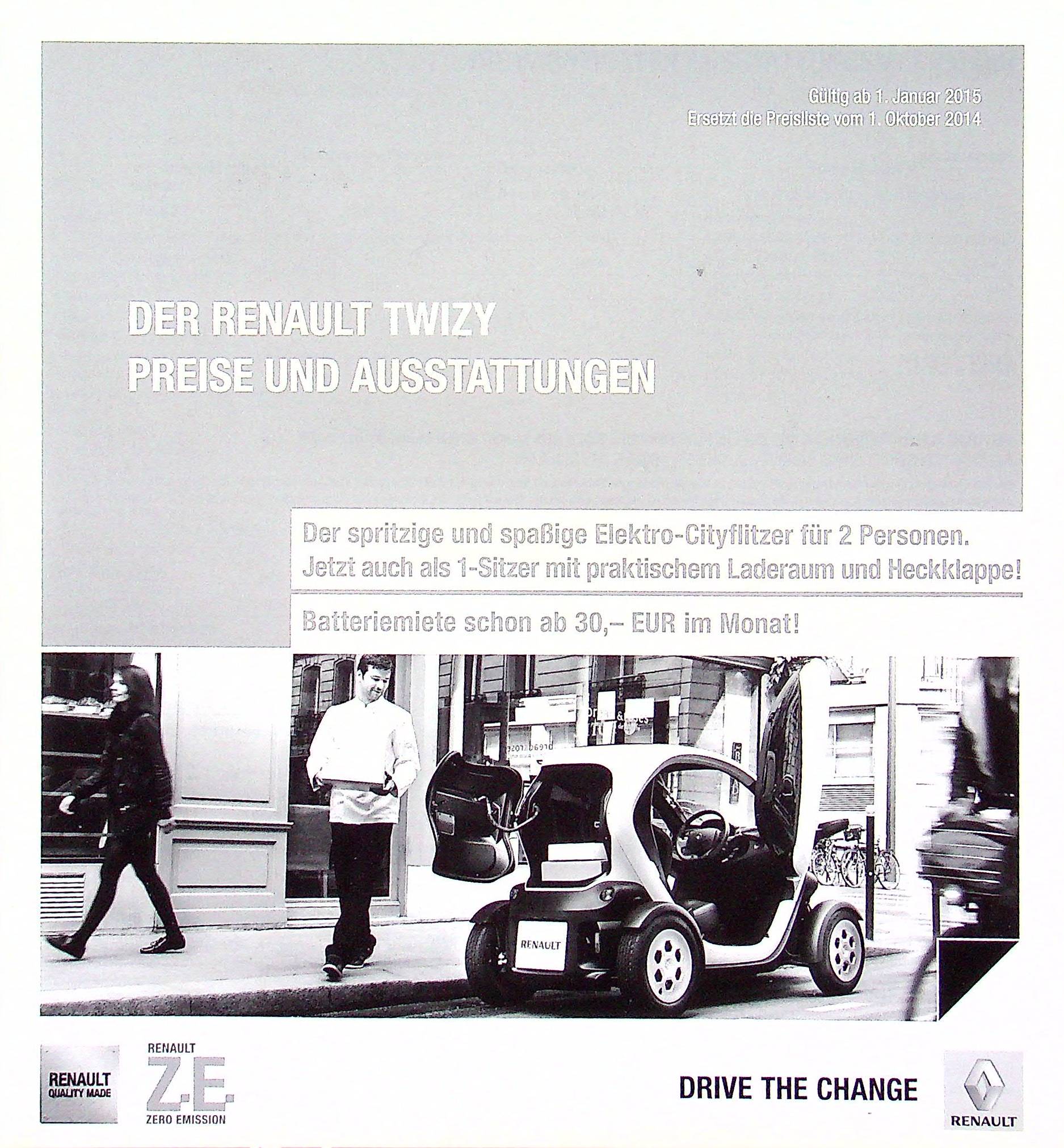 Renault Twizy - Preisliste & Extras - Prospekt 01/2015