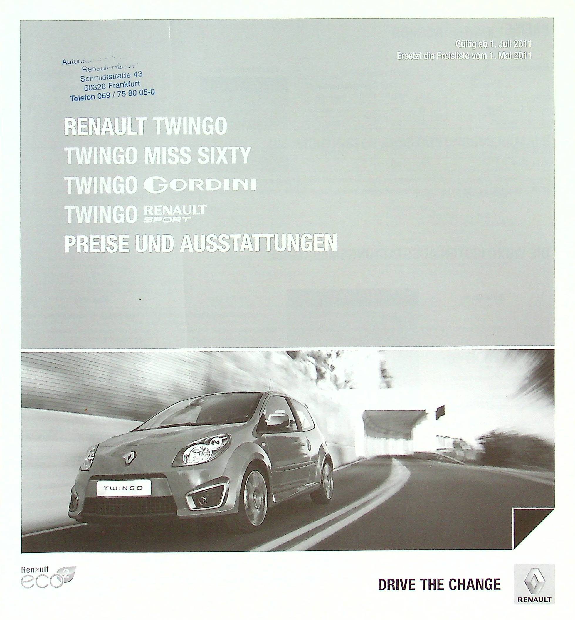 Renault Twingo - Preisliste & Extras - Prospekt 07/2011