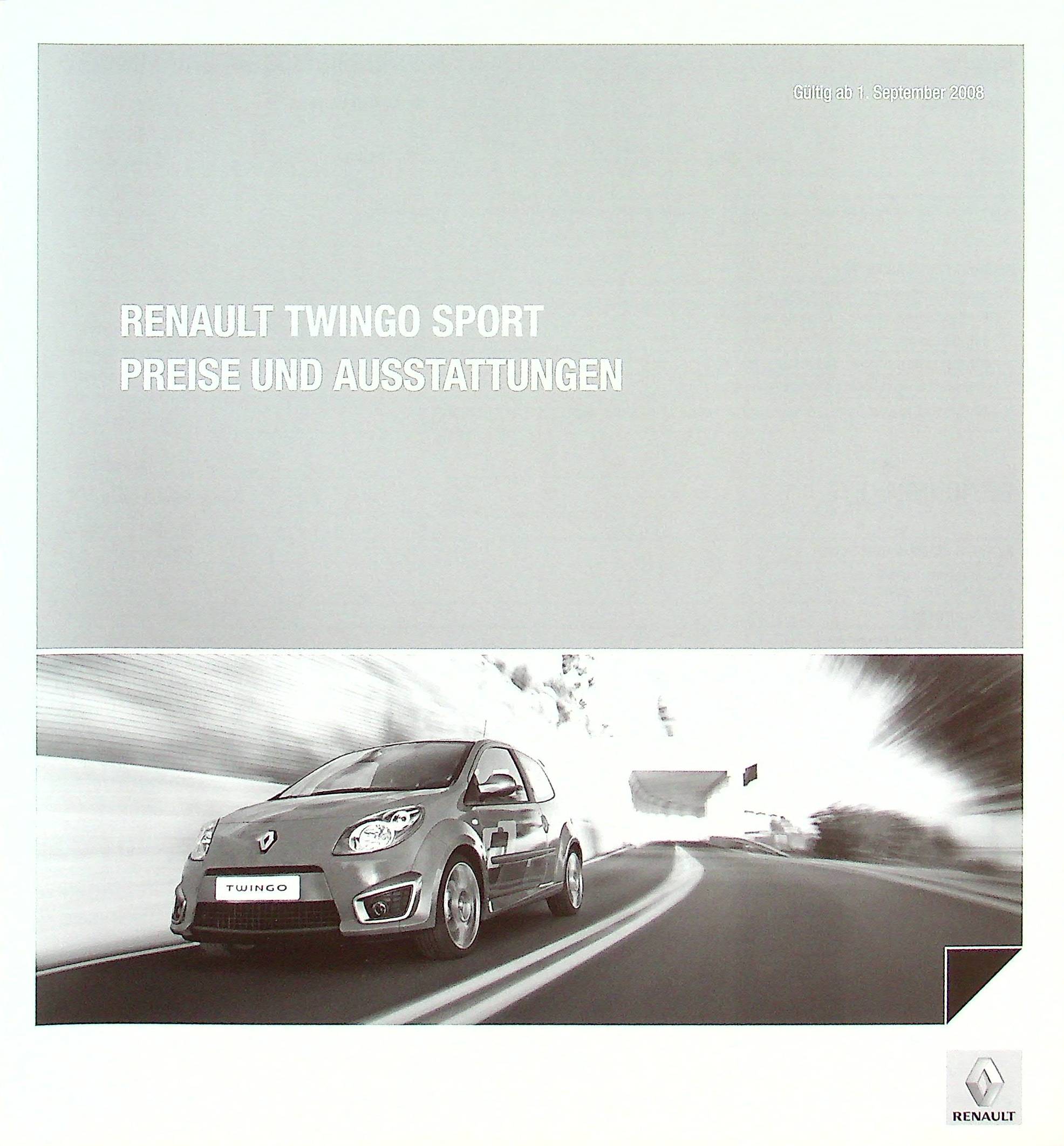 Renault Twingo RS - Preisliste & Extras - Prospekt 09/2008