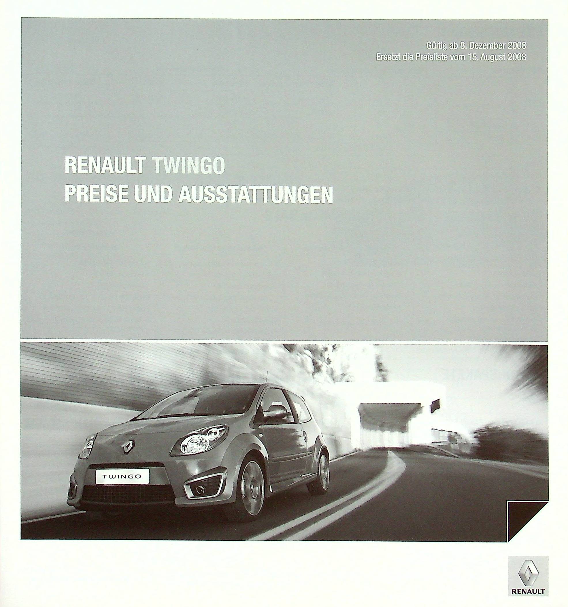 Renault Twingo - Preisliste & Extras - Prospekt 12/2008
