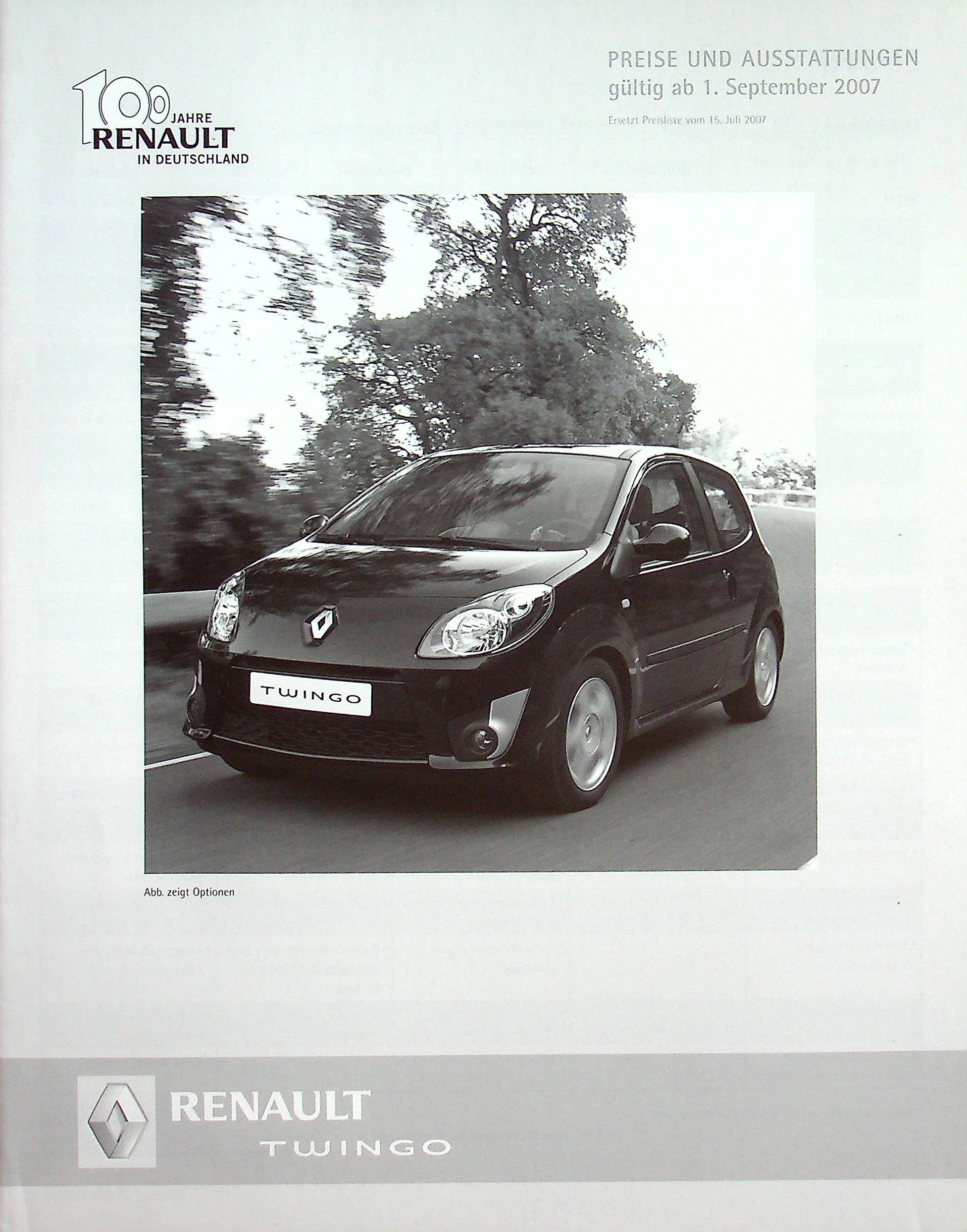 Renault Twingo - Preisliste & Extras - Prospekt 09/2007
