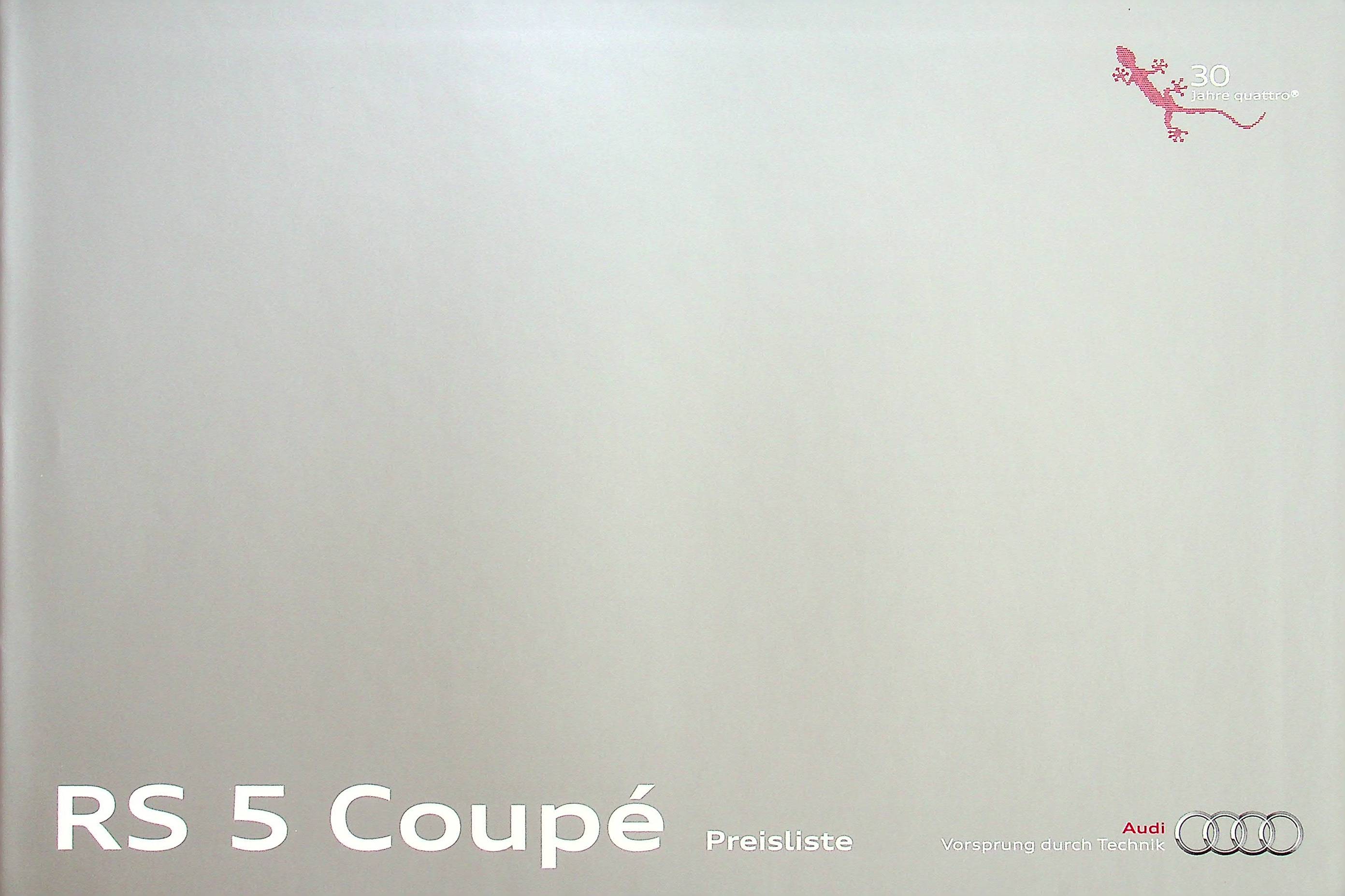 Audi RS 5 Coupe - Preisliste & Extras - Prospekt 08/2010