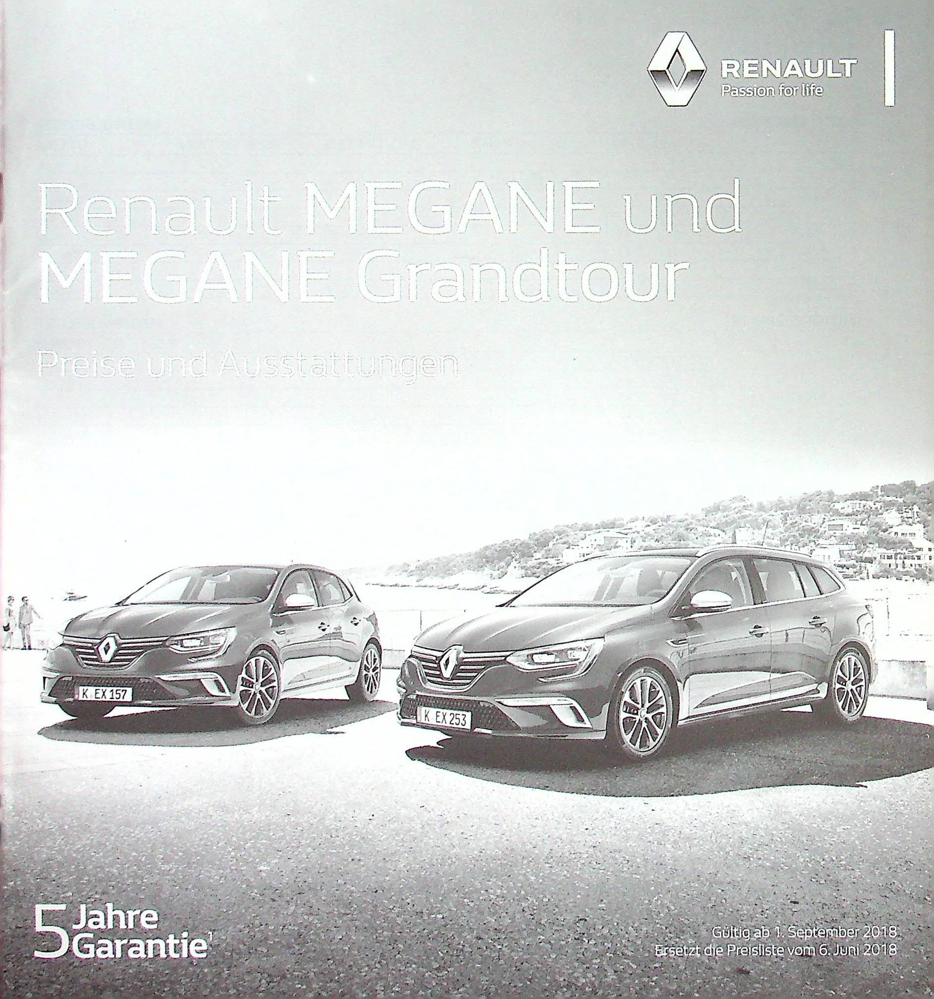 Renault Megane + Grandtour - Preisliste & Extras - Prospekt 09/2018