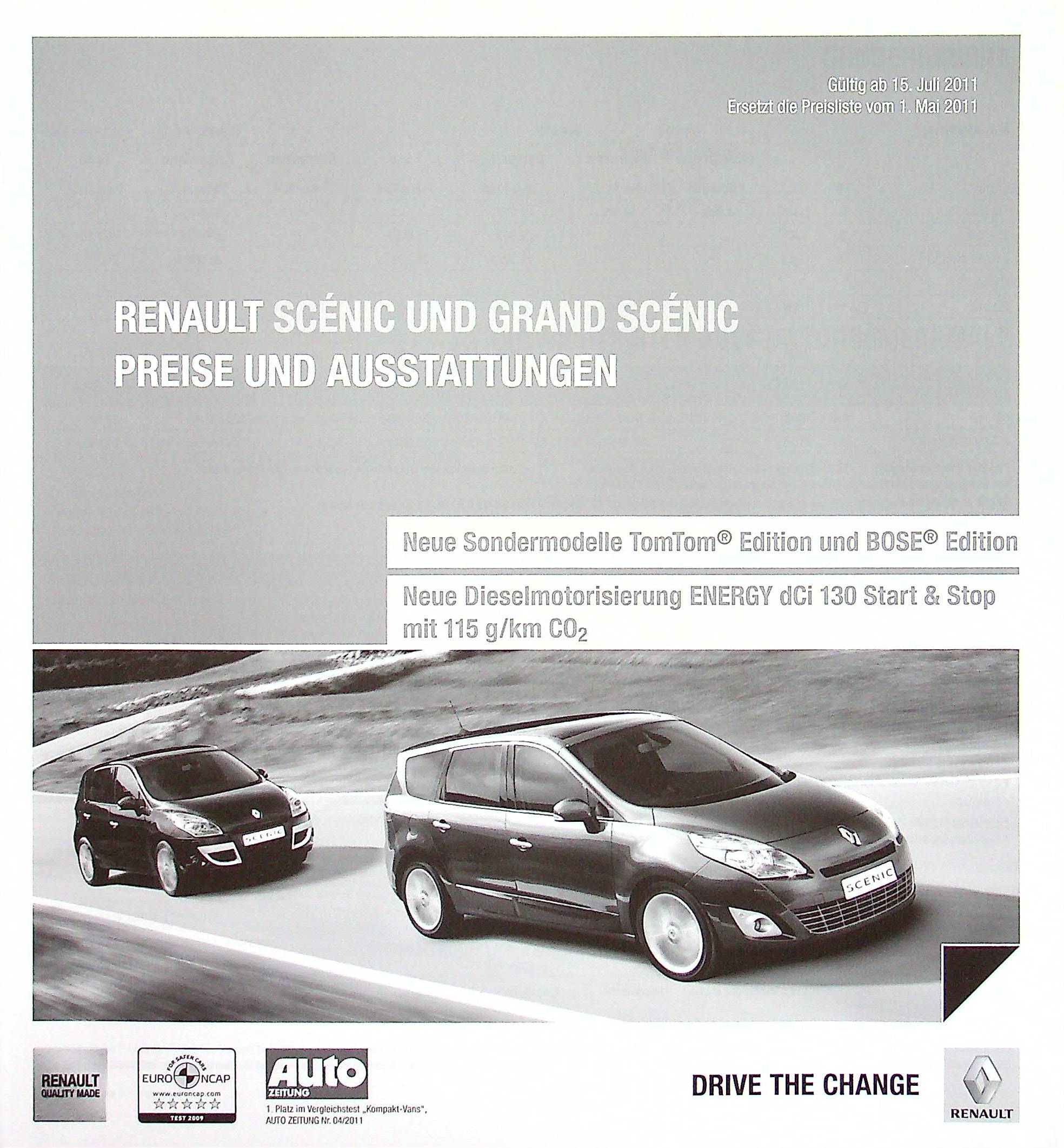 Renault Scenic + Grand - Preisliste & Extras - Prospekt 07/2011