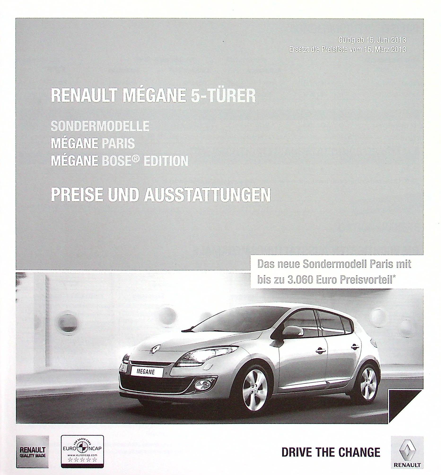 Renault Megane - Preisliste & Extras - Prospekt 06/2013