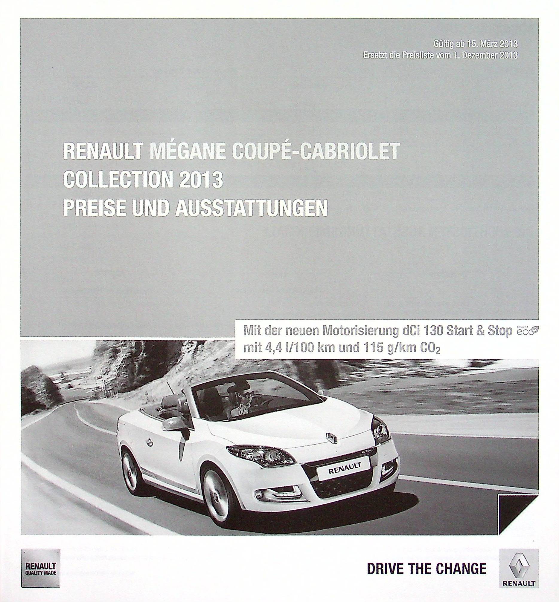 Renault Megane CC - Preisliste & Extras - Prospekt 03/2013
