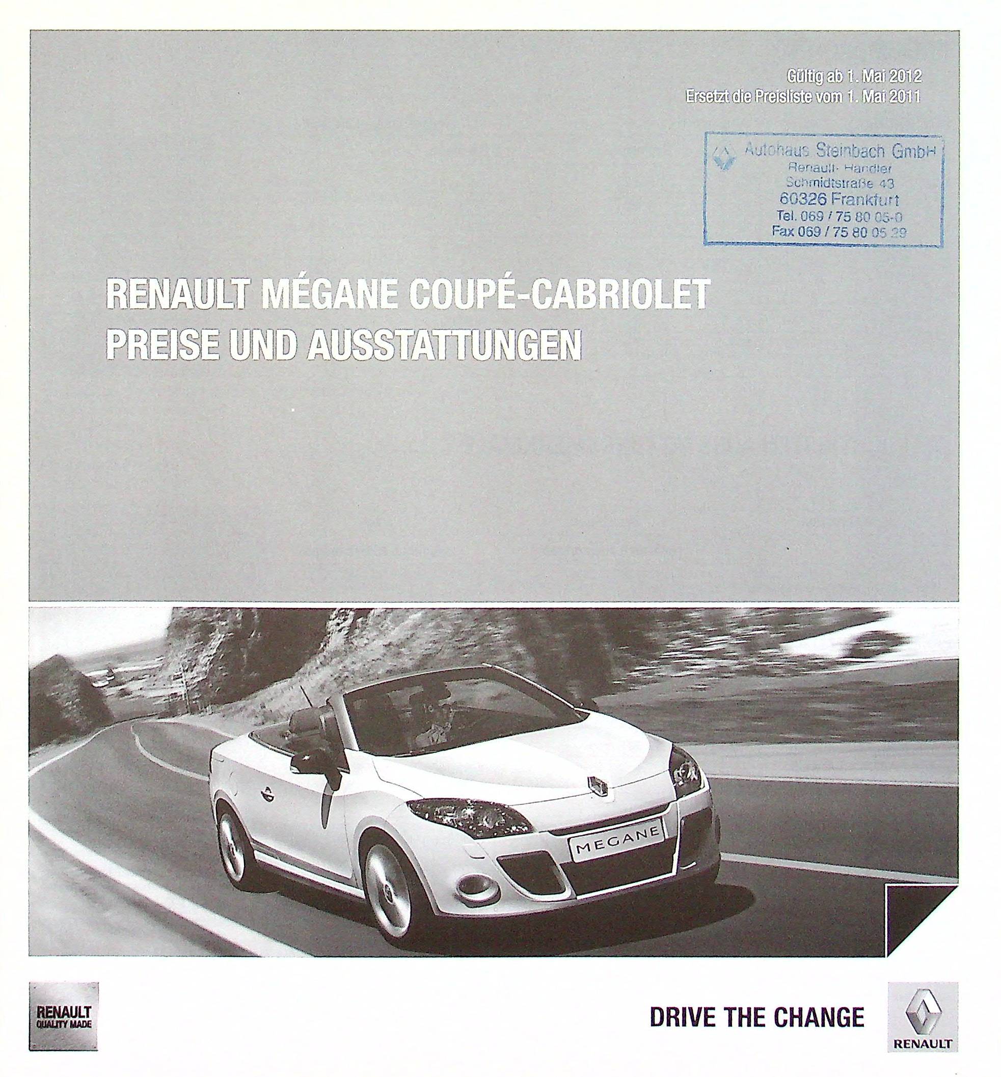 Renault Megane CC - Preisliste & Extras - Prospekt 05/2012