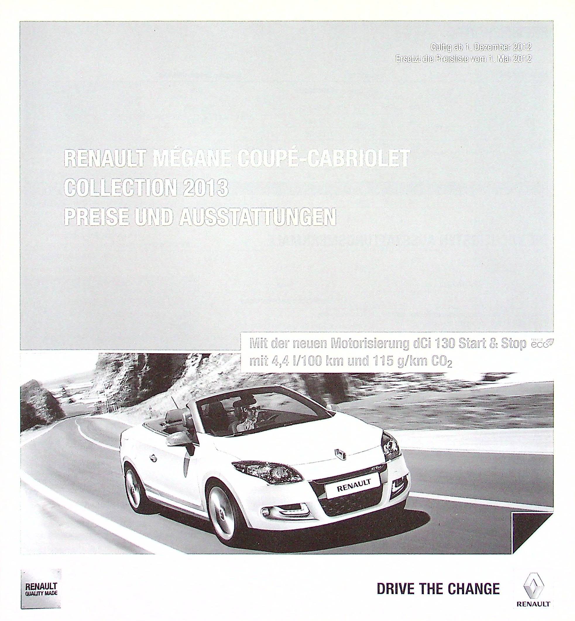 Renault Megane CC - Preisliste & Extras - Prospekt 12/2012