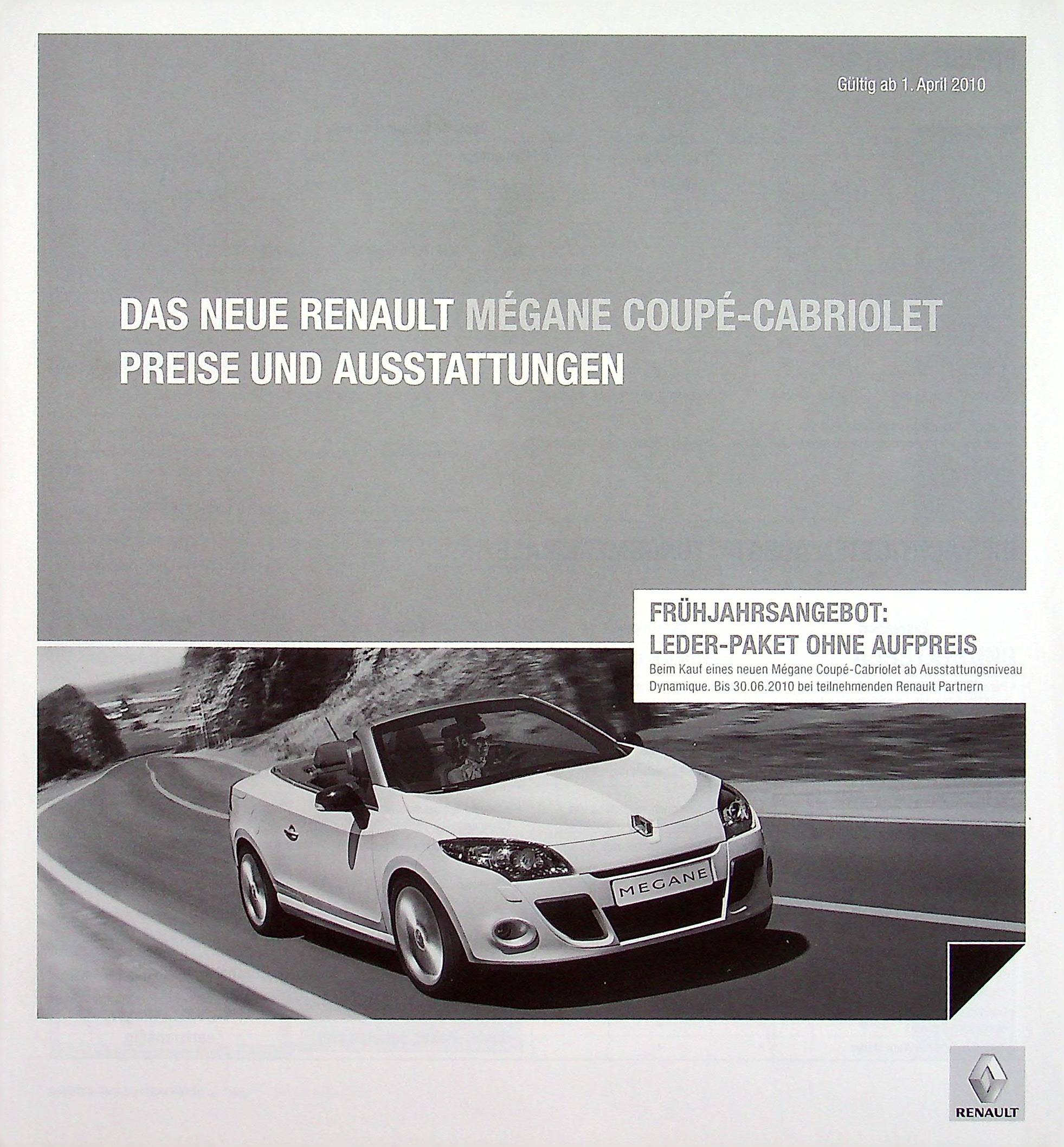 Renault Megane CC - Preisliste & Extras - Prospekt 04/2010